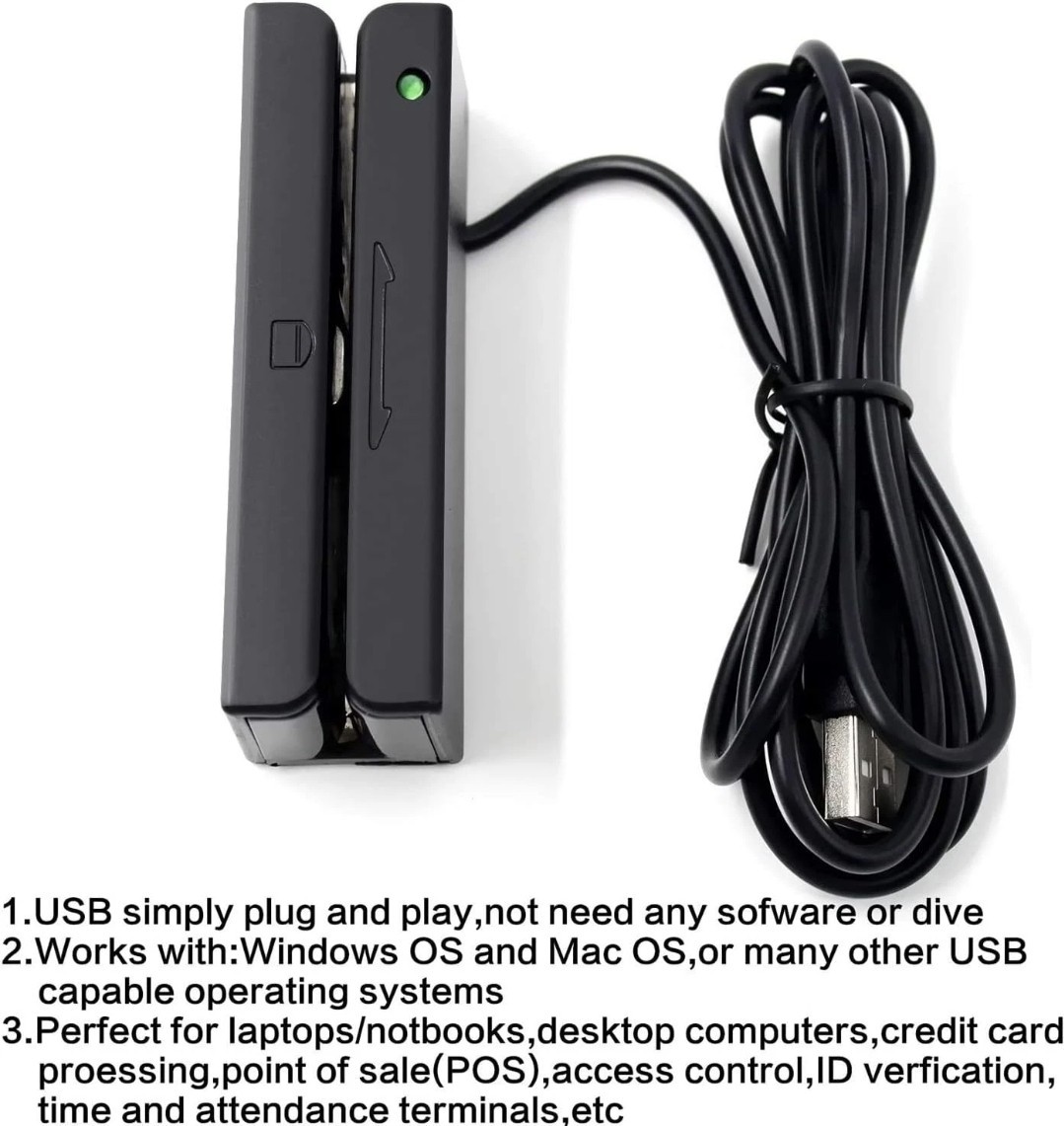 USB Magnetic Stripe 3-Track POS Credit Card Reader Swiper – Magstripe Swipe Card