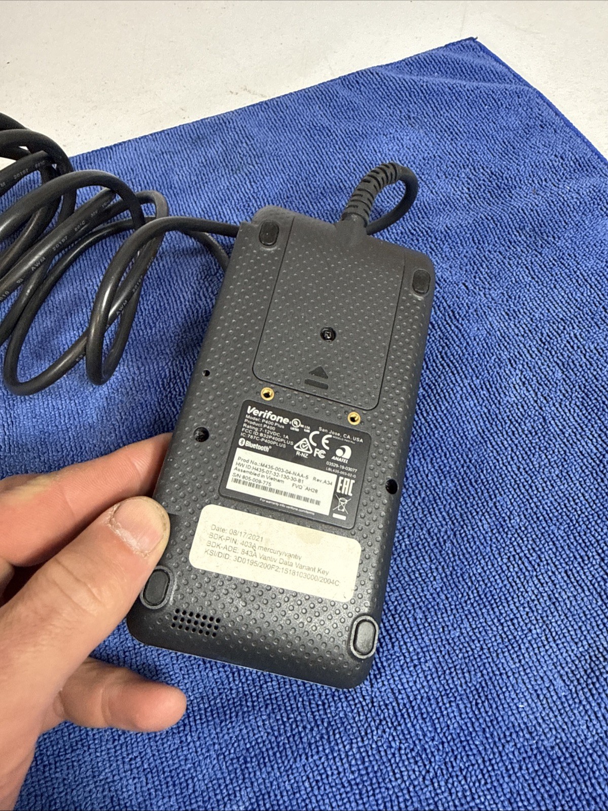 Verifone P400 Plus Credit Card Reader – POWERS ON / UNTESTED / SOLD AS IS!