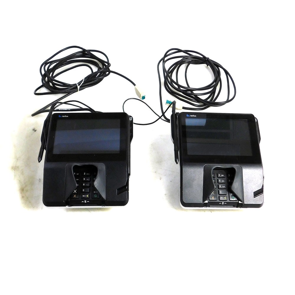 (Lot of 2) Verifone MX 925CTLS Credit Card Payment Terminals w/Stylus’ & Stands