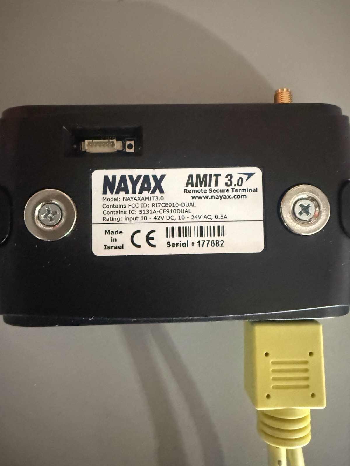 Nayax AMIT 3.0 VPOS Wired Credit Card Terminal Reader w/ Yellow Cables Android