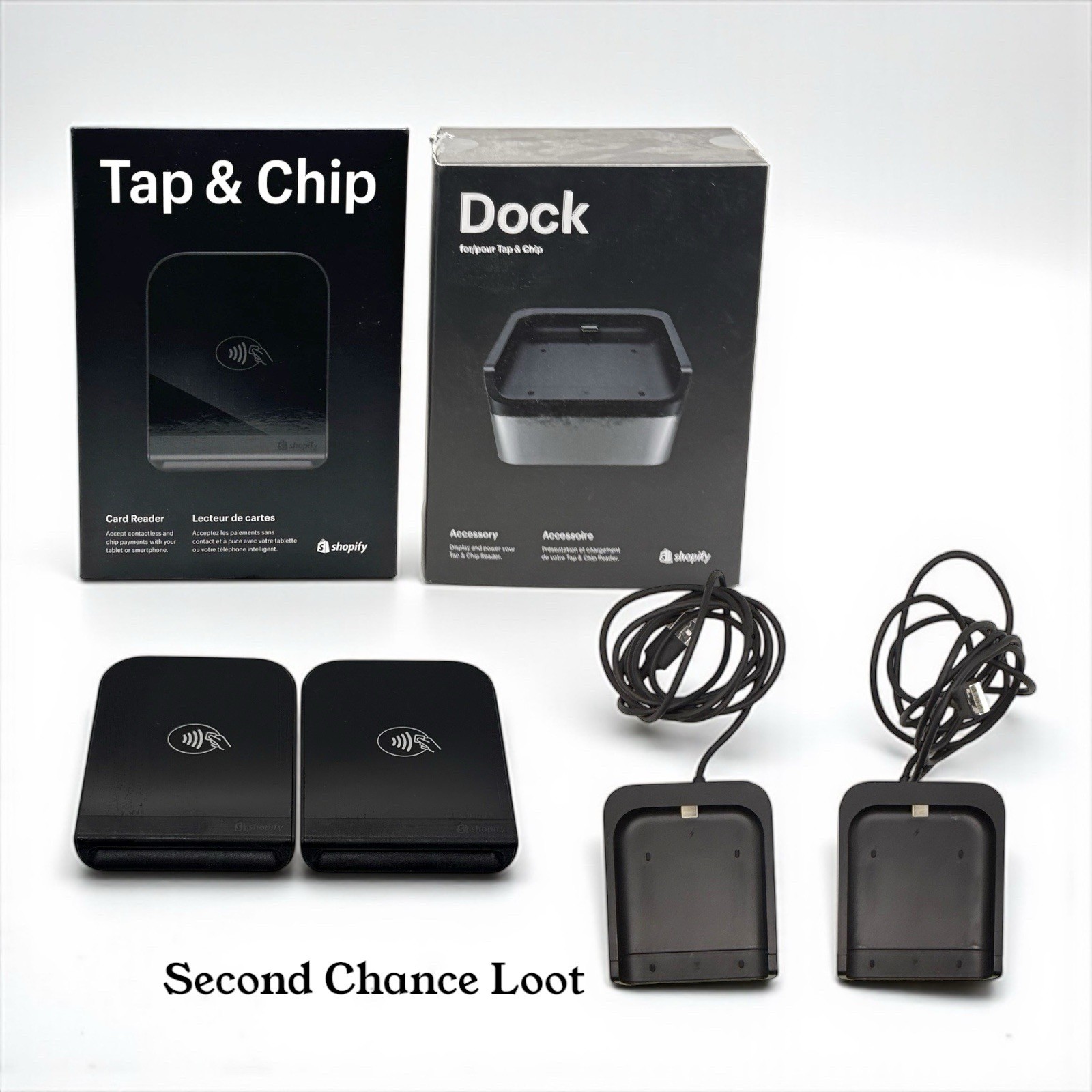 Shopify Tap & Chip Readers with Dock Accessory-Lot of 2 Full Kits-Free Shipping