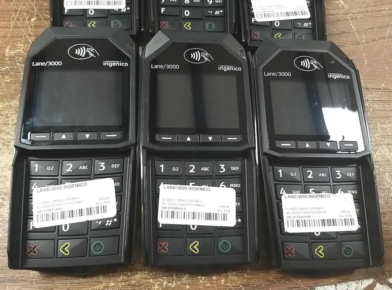 Lot X6 INGENICO LANE/3000 PAYMENT TERMINAL CREDIT CARD TOUCH POS TRD30110877B
