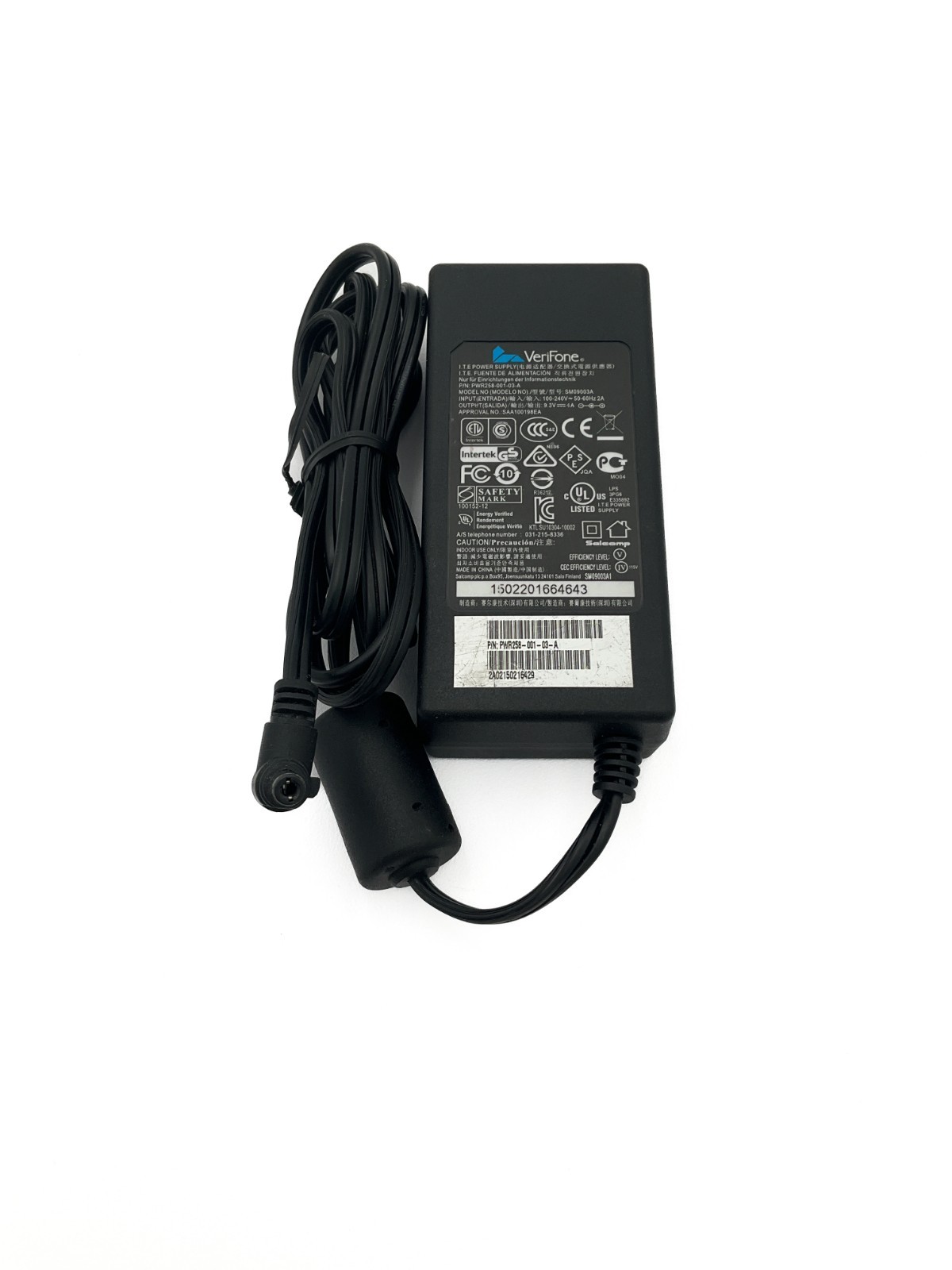 Verifone Power Adapter SM09003A PWR258-001-03-A 100-240V 50/60Hz 2A 9.3V 4A New