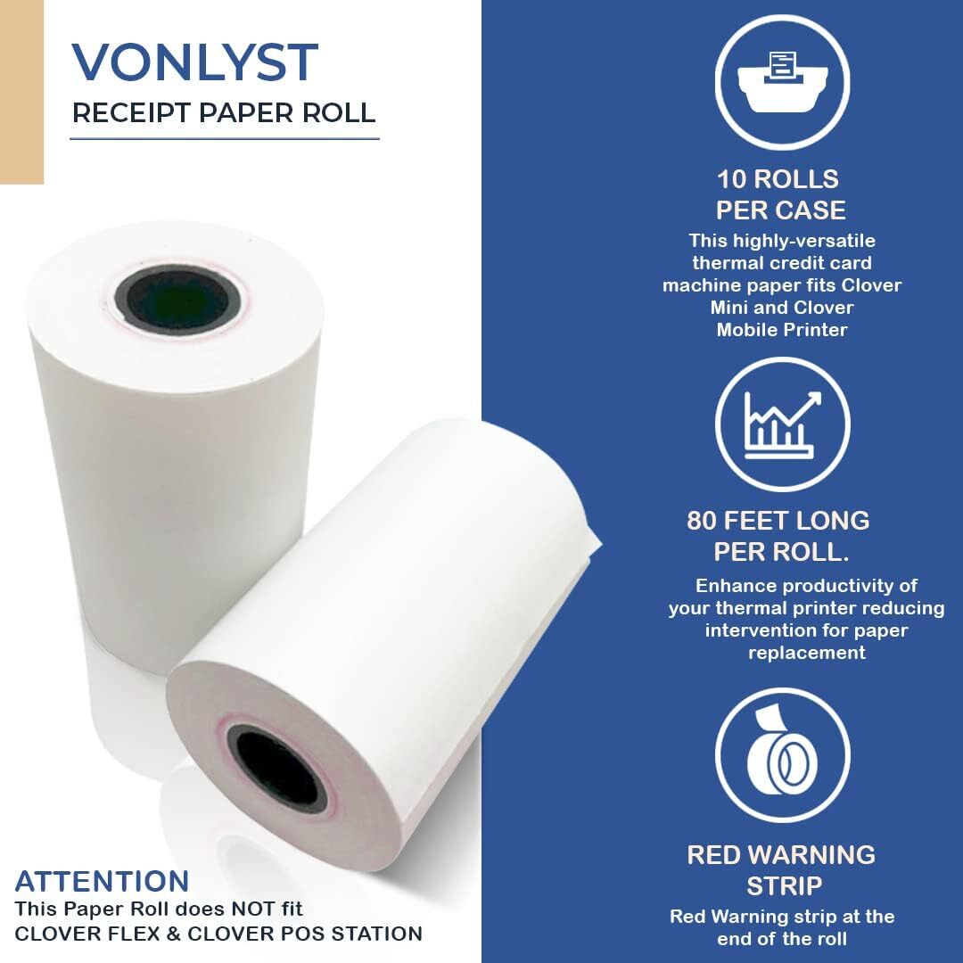 Receipt Paper For Clover Mini And Clover Mobile Thermal Printer 2 1/4 X