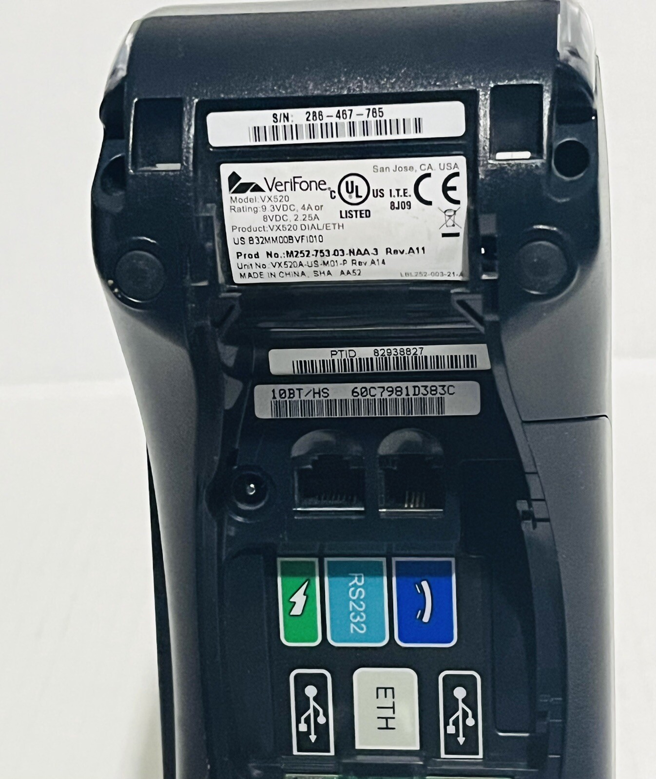 VeriFone VX520 DIAL/ETH Credit Card Machine #M252-653-AD-NAA-3 Tested *Read