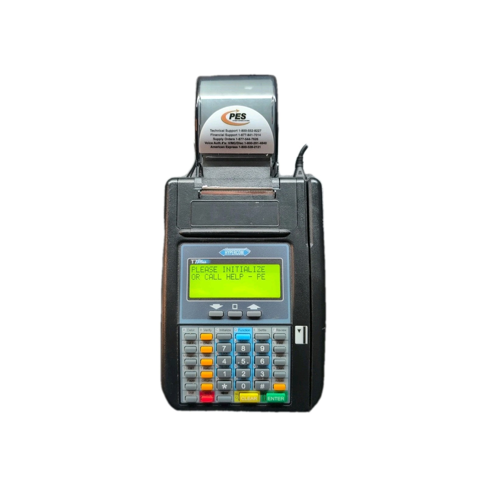 Hypercom T7Plus POS Credit Card Terminal & POWER SUPPLY Cords Included