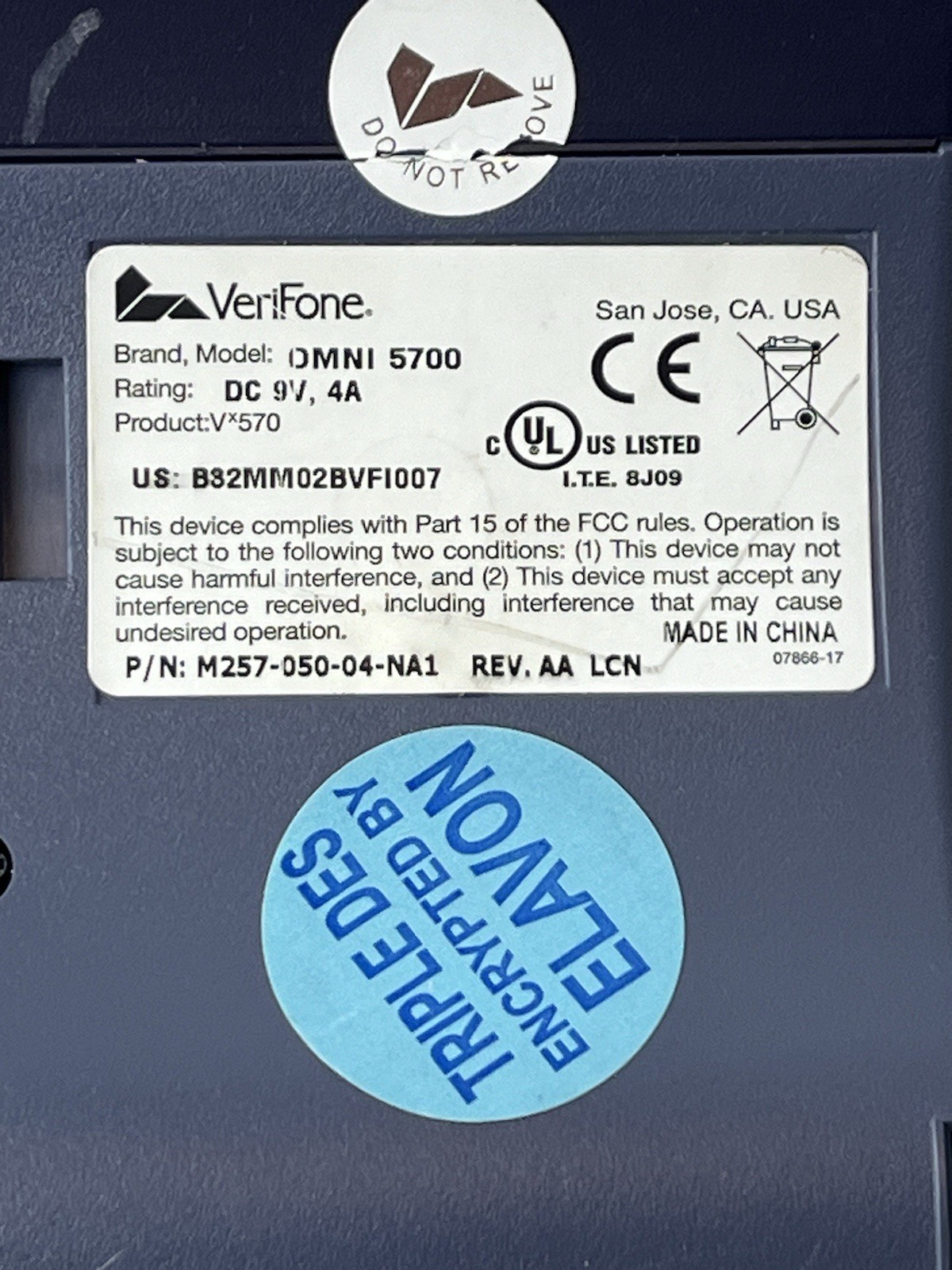 💥VERIFONE VX570 CREDIT CARD OMNI 5700 No Power Cord Untested 1 Day Ship!👍