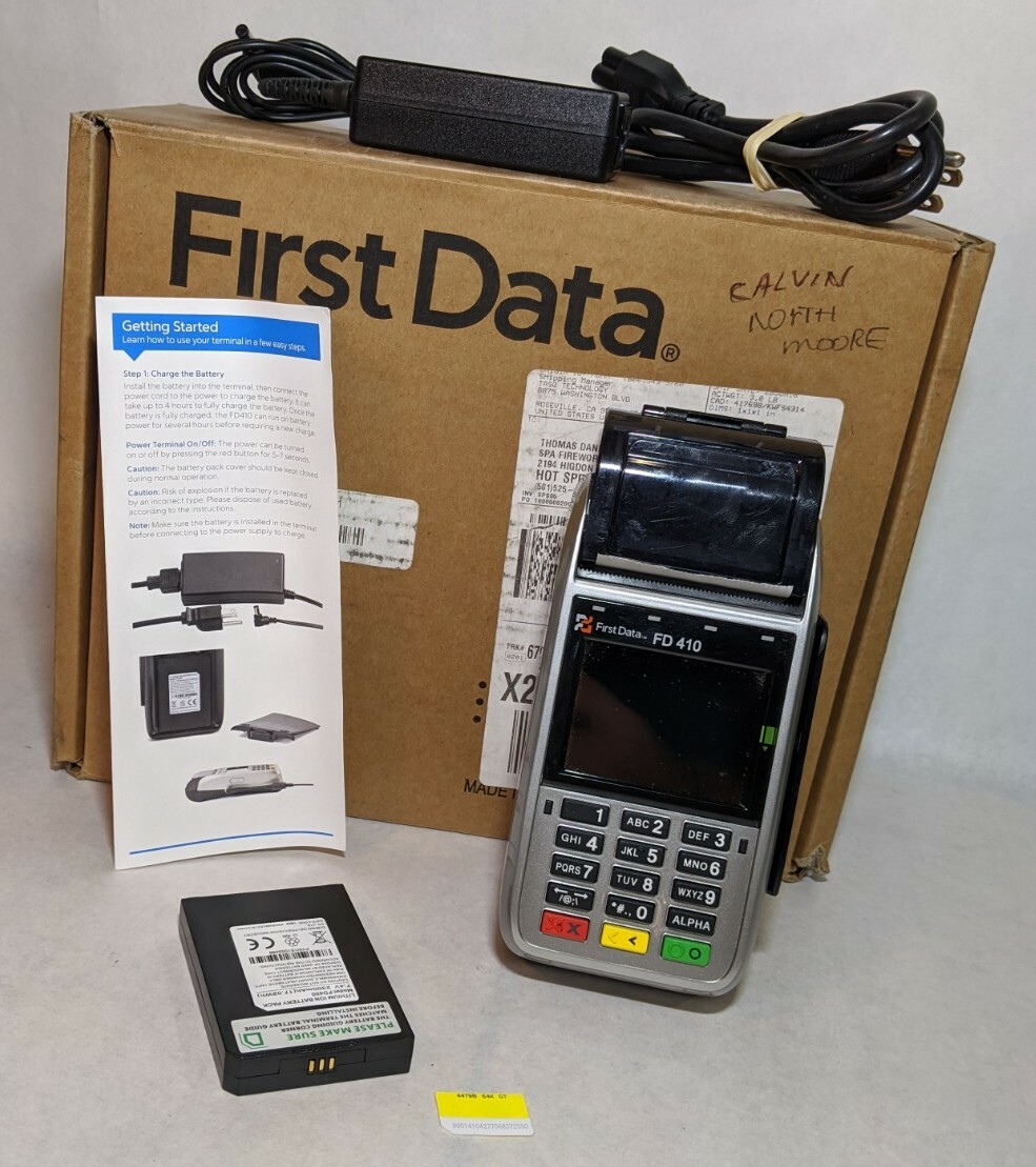 First Data FD 410 aAPT-103PUW Credit Card Payment Processing Terminal