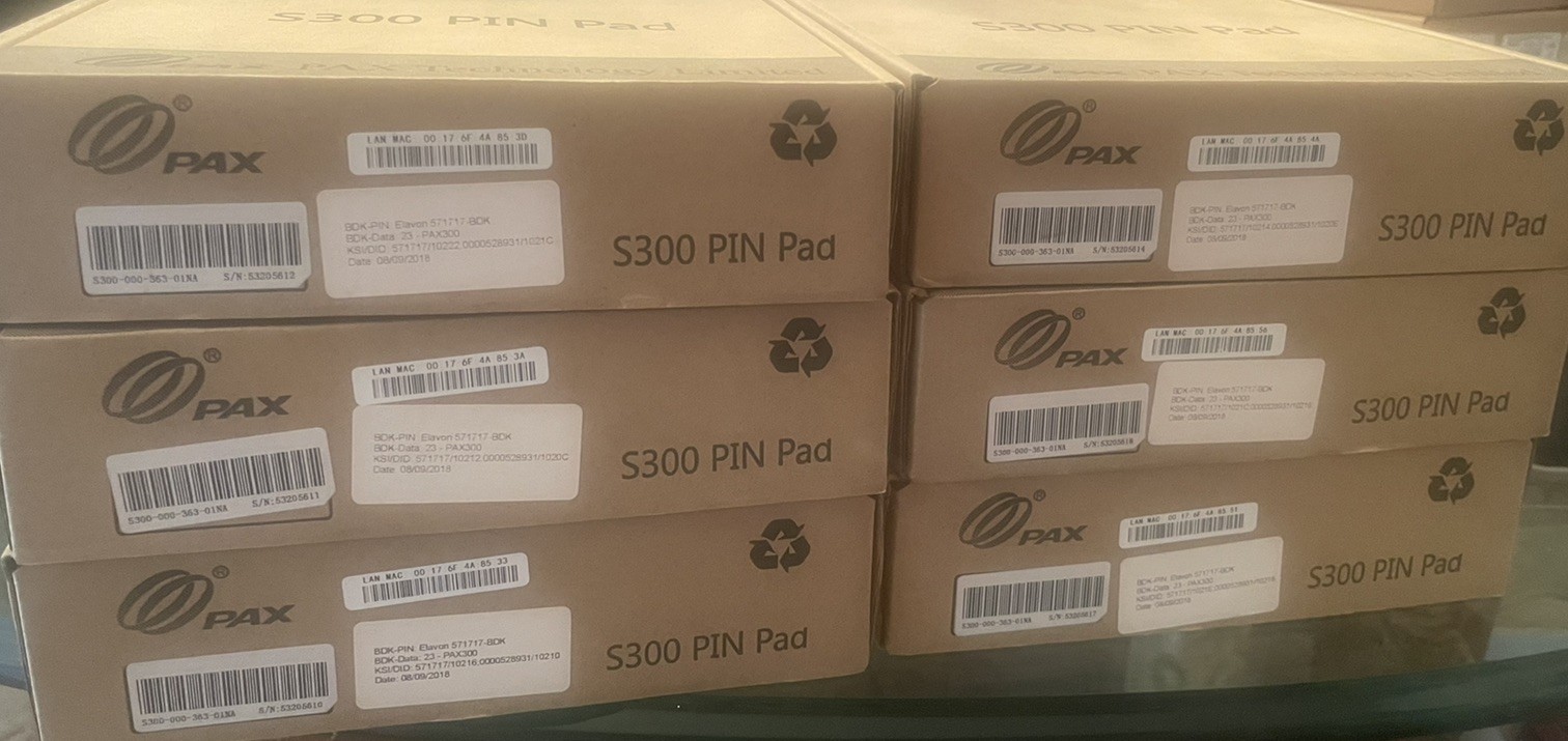Lot Of 6 Pax Technology Ltd S300 Pin Pad RF RS232 2018 NIB Open Box Credit Card