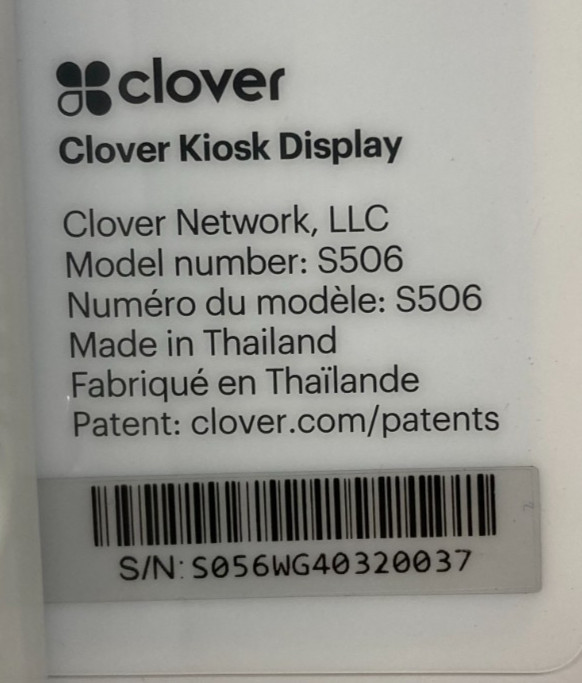 Clover S506 Kiosk Display (Unit Only) – Open Box –