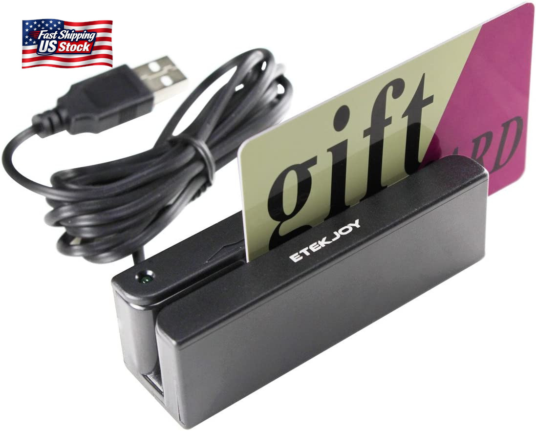 ETEKJOY USB 3-Track Magnetic Stripe Card Reader POS Credit Card Reader Swiper Ma