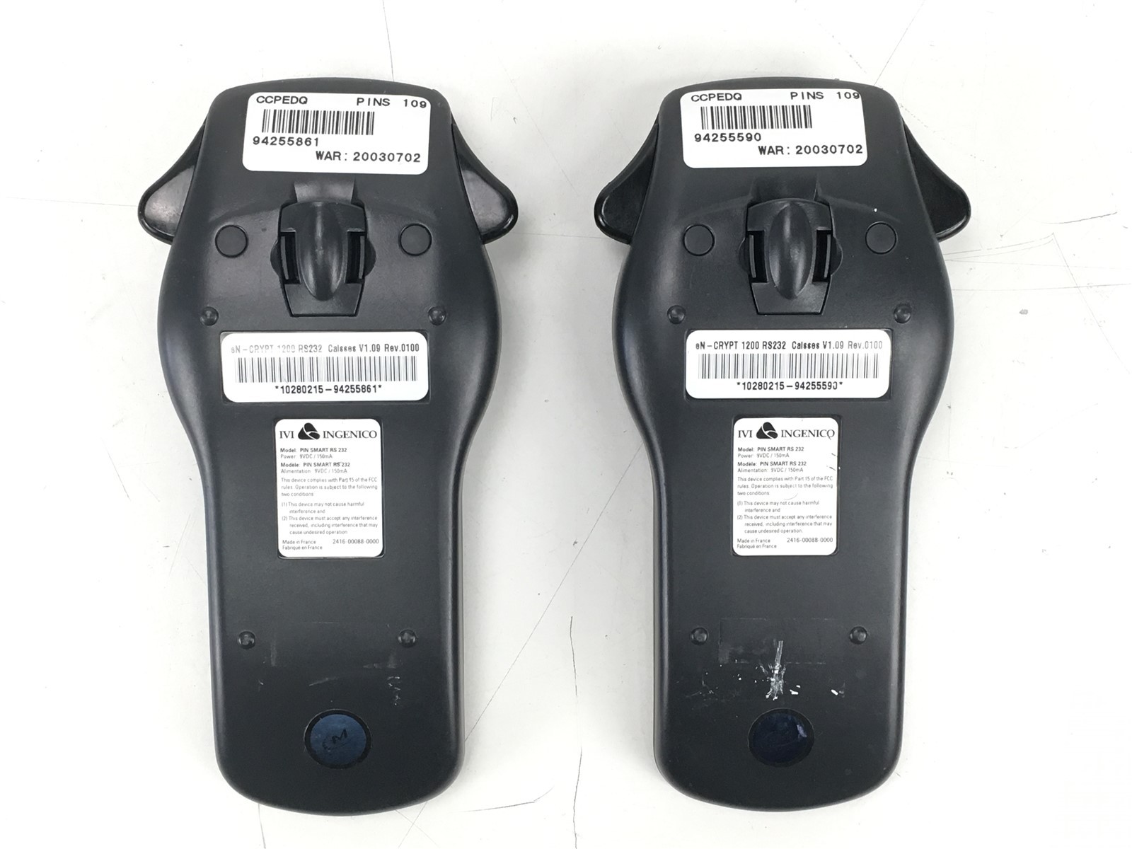 Lot of 2 IVI Ingenico Desjardins Card Reader Model Pin Smart RS 232