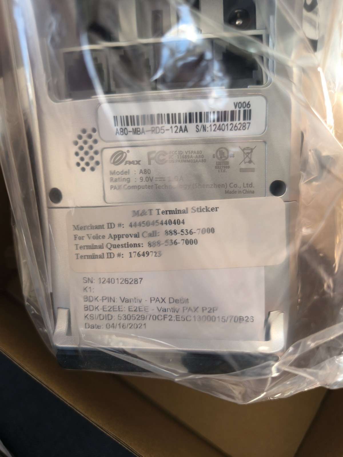 Pax A80 Credit Card Payment Terminal Account Lock
