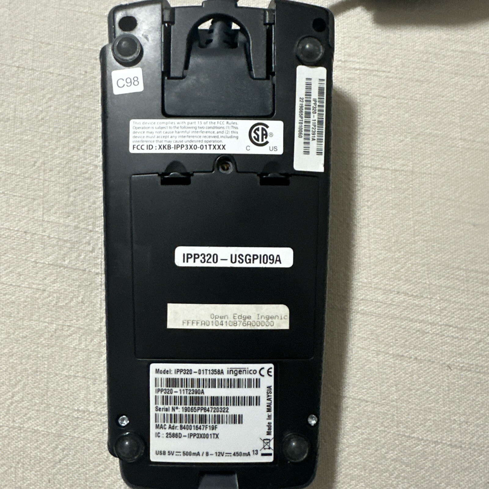 Ingenico IPP320 Payment Credit Card Terminal With Cord