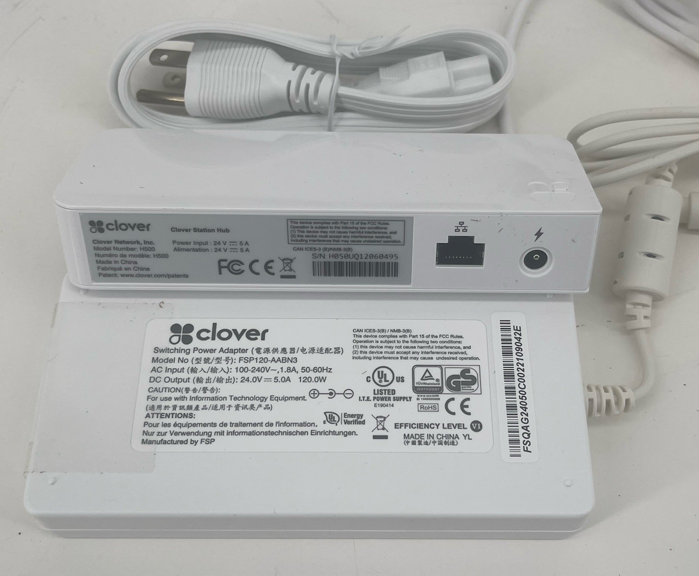 Clover Station Hub H500 POS Terminal Hub w/ Original Power Adapter Lot #3