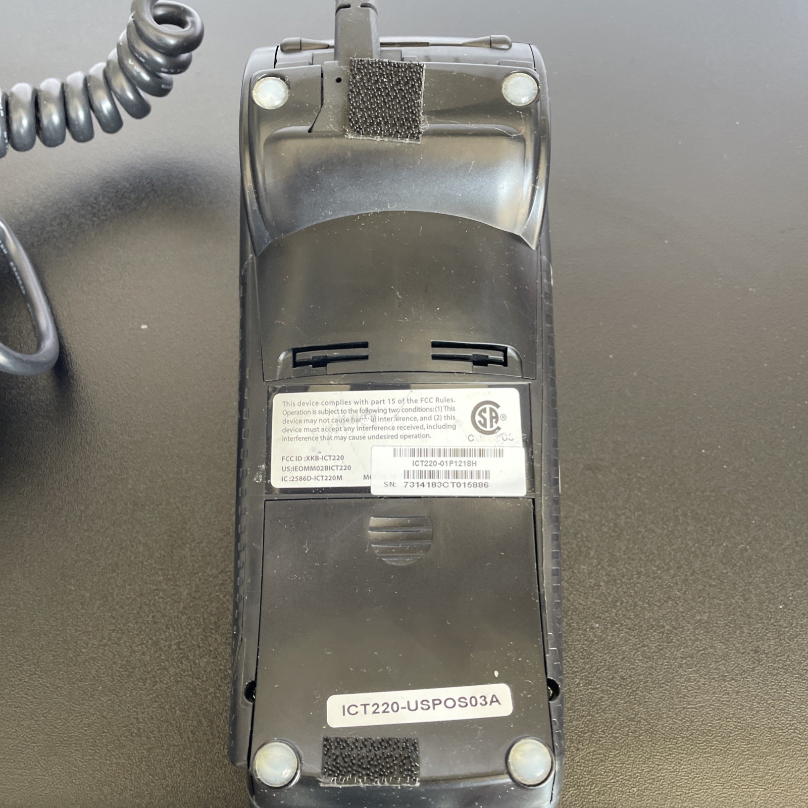 Ingenico iCT220 Credit Card Terminal w/ electronic plug and phone adapter