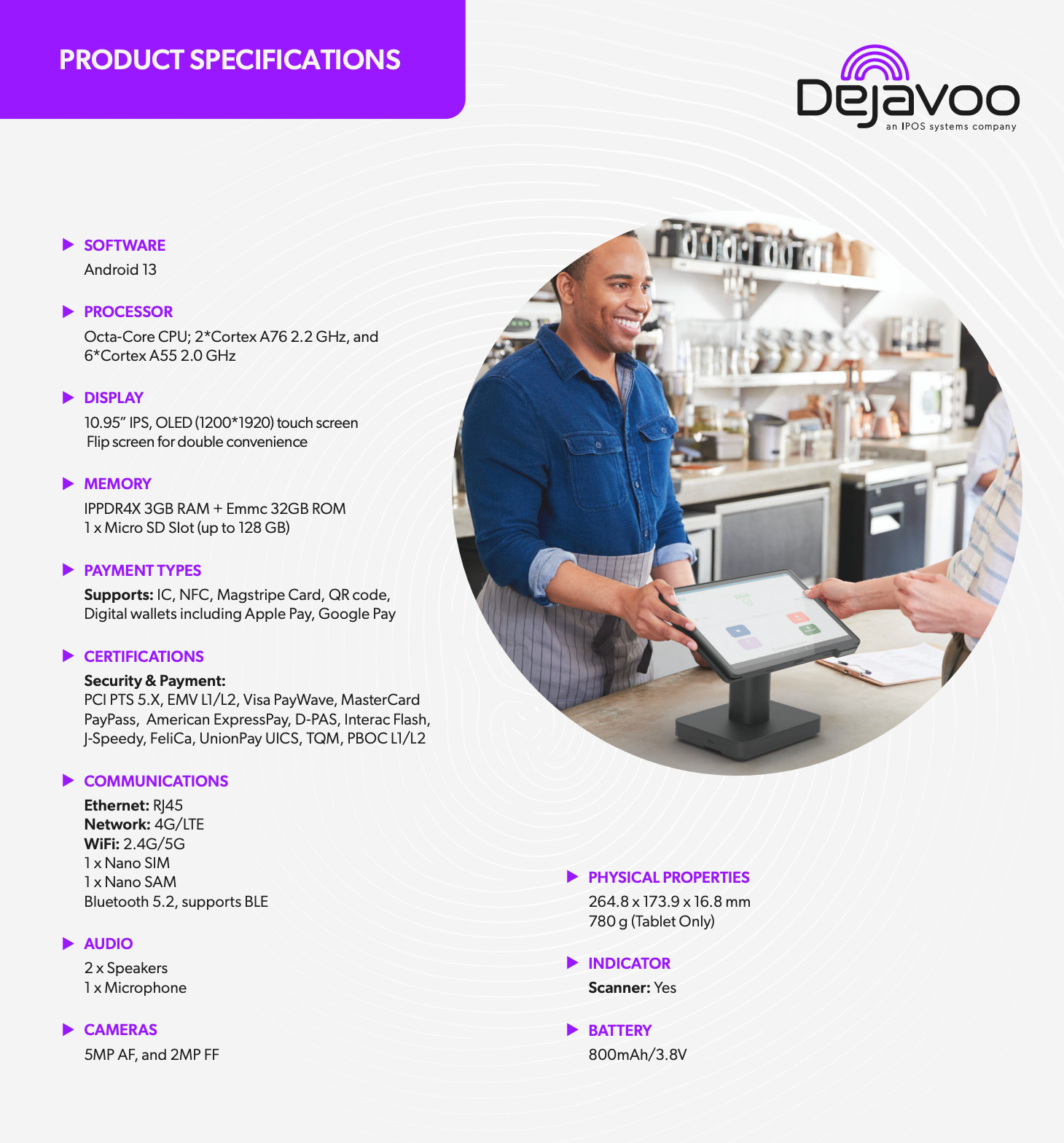 DEJAVOO P18 EMV NFC | 4G LTE WiFi ETH | ANDROID CREDIT CARD MACHINE | UNLOCKED