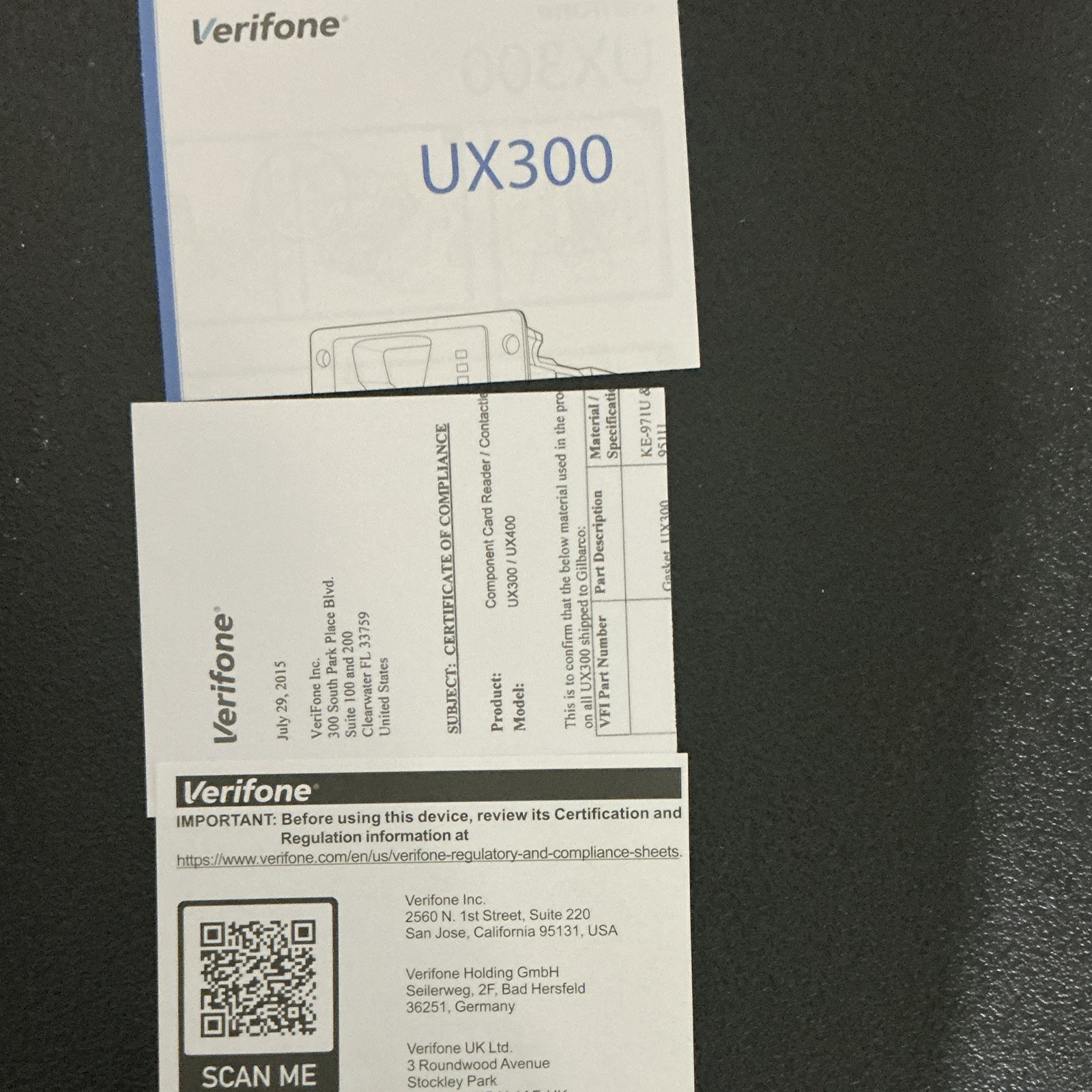 Gilbarco Verifone UX300 Credit Card Reader