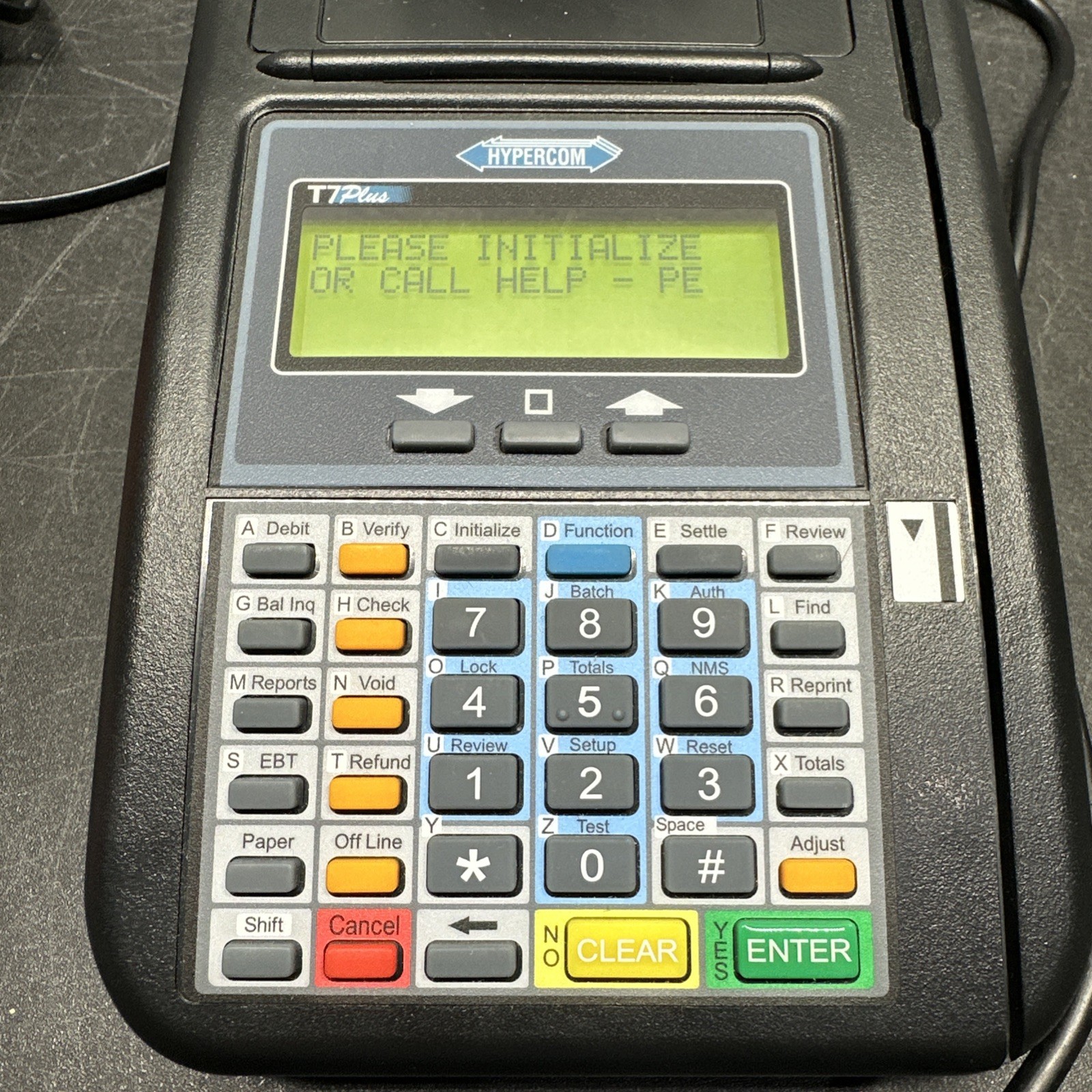 HYPERCOM T7Plus Credit Card Reader Terminal with Power Supply 010218-046 ZJ