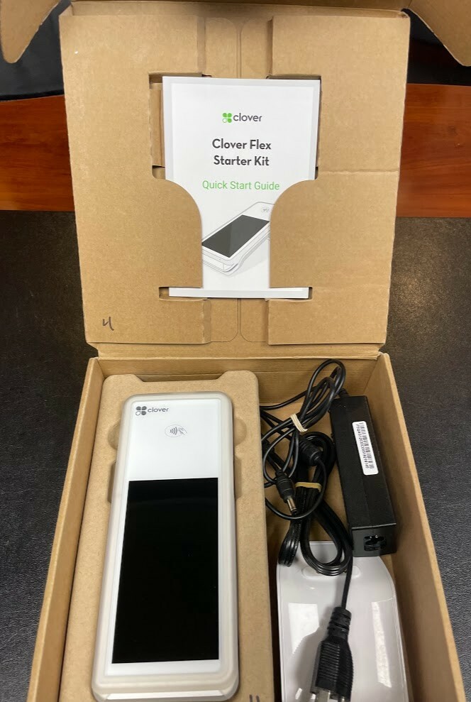 Clover Flex C401U Wireless Credit Card Processor – Complete Kit w/ Charger Base 