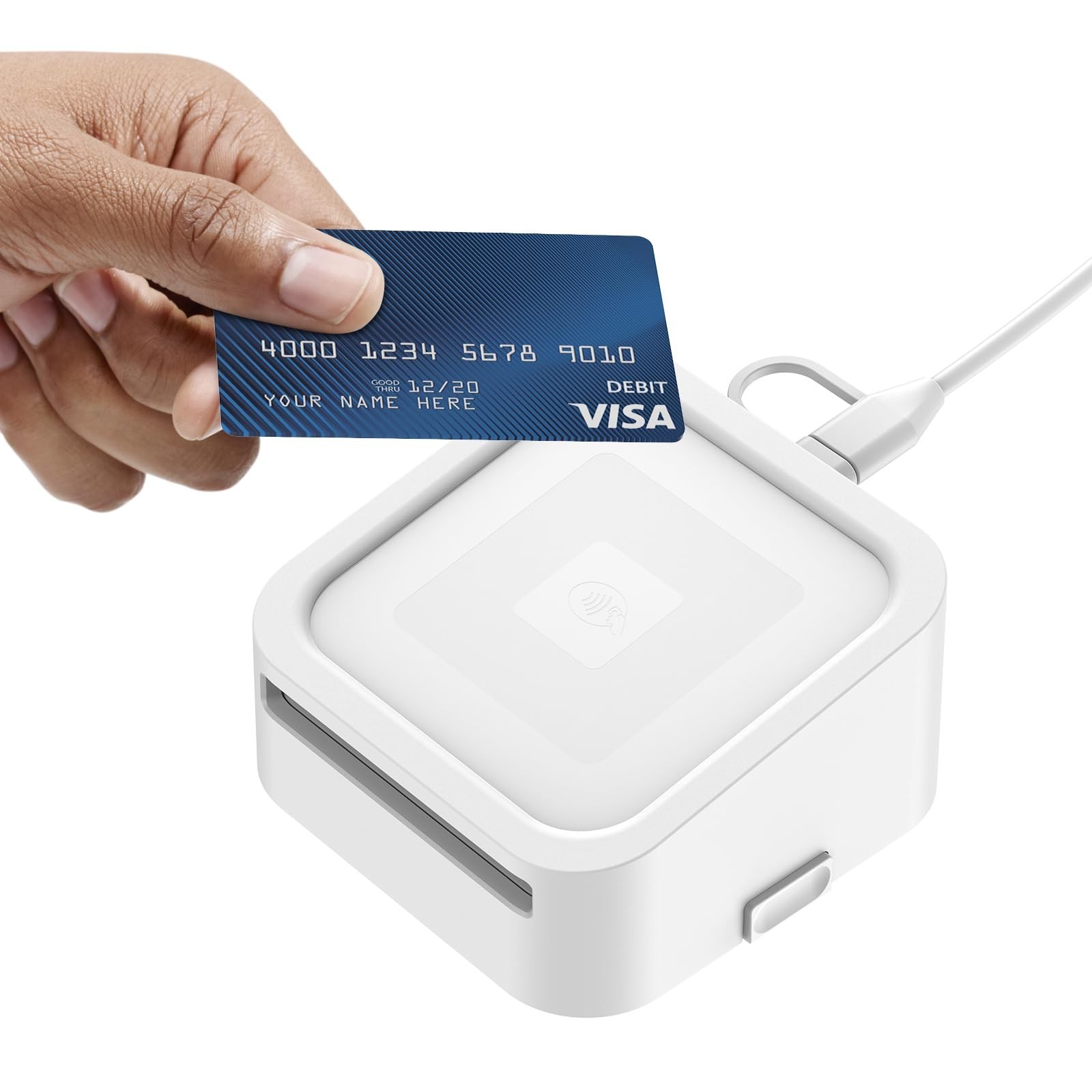 Compact Credit Card Dock for Square Reader 1st/2nd, Anti-Sleep Button, Charger I