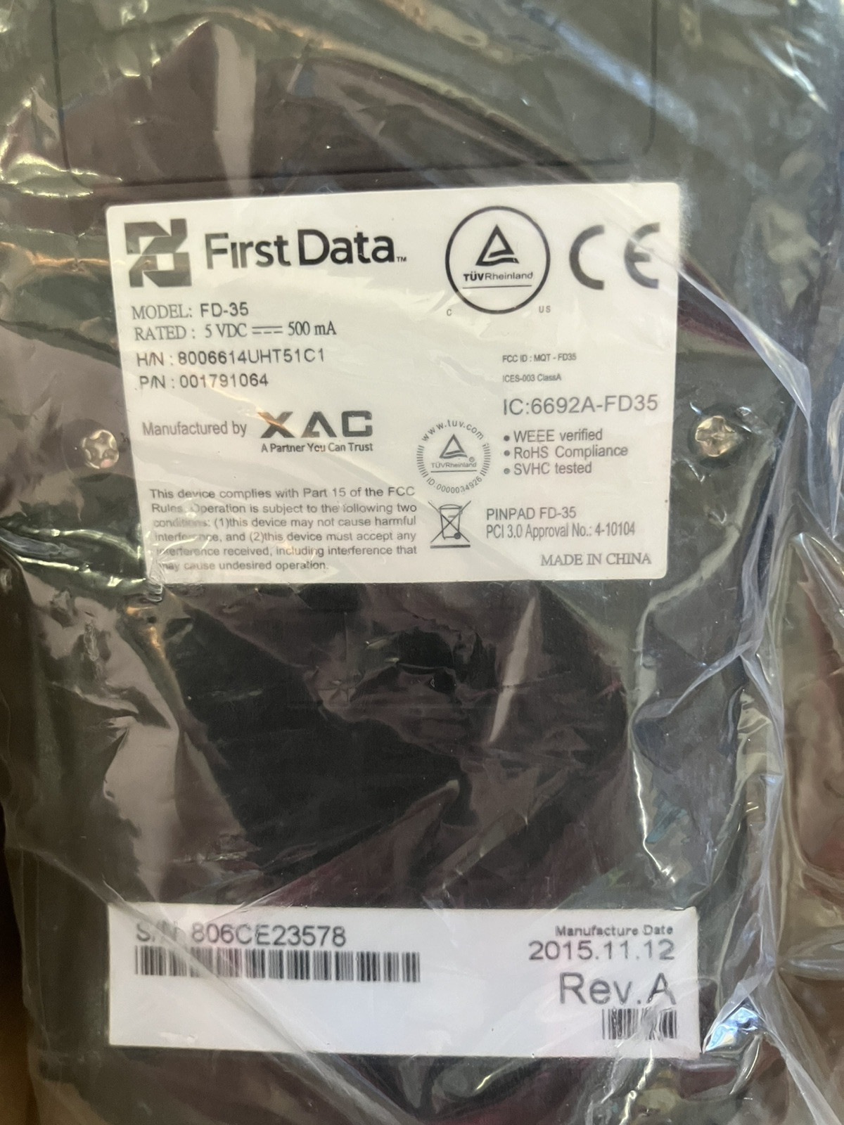 First Data FD-35 Credit Card Reader