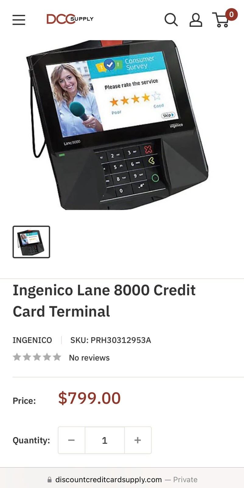 Ingenico Lane 8000 Credit Card Terminal PoS System MACHINE ONLY (MMM23)