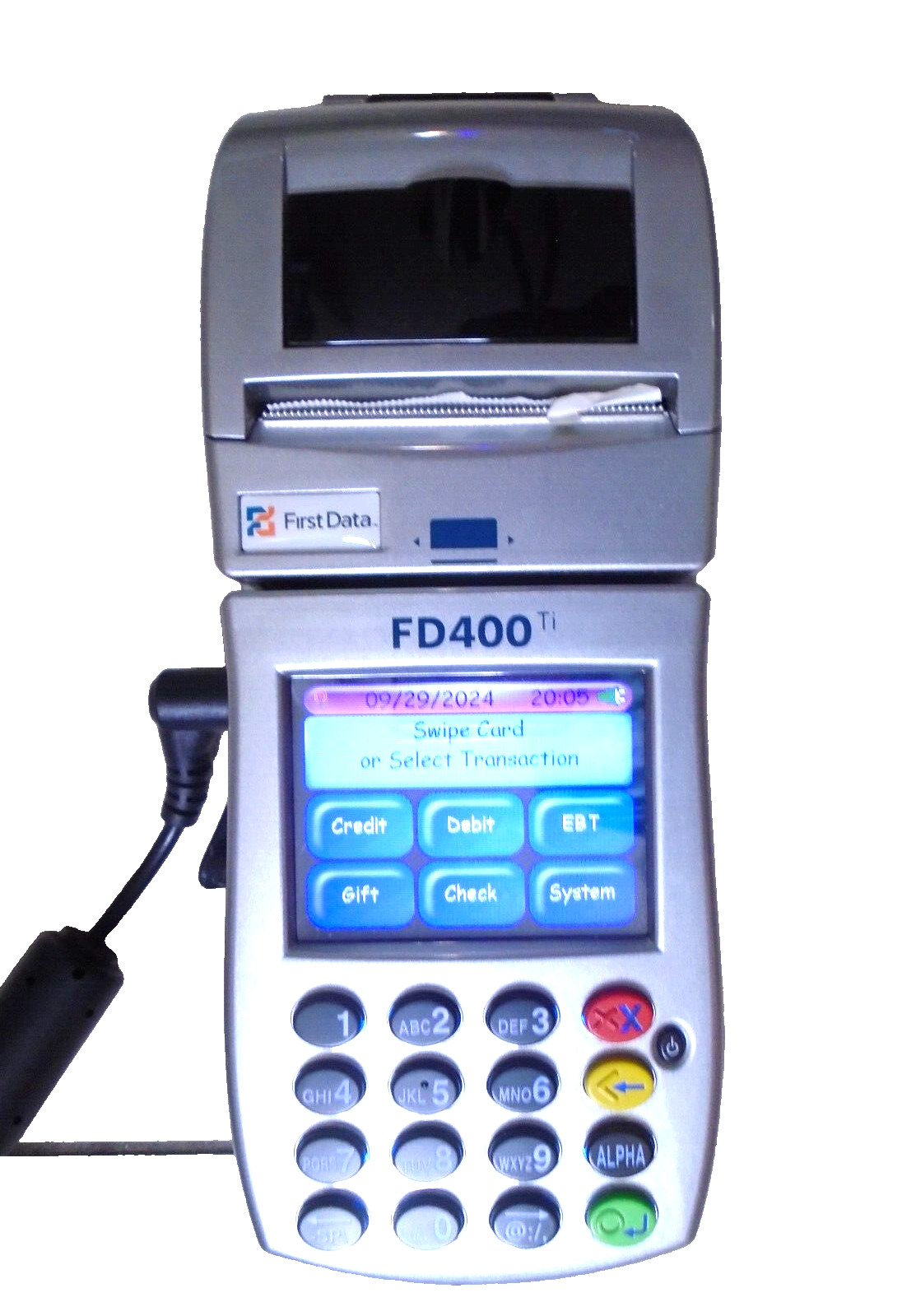 First Data FD-400 Ti Credit Debit Card EBT Machine w/ 2 in Touch Screen Works