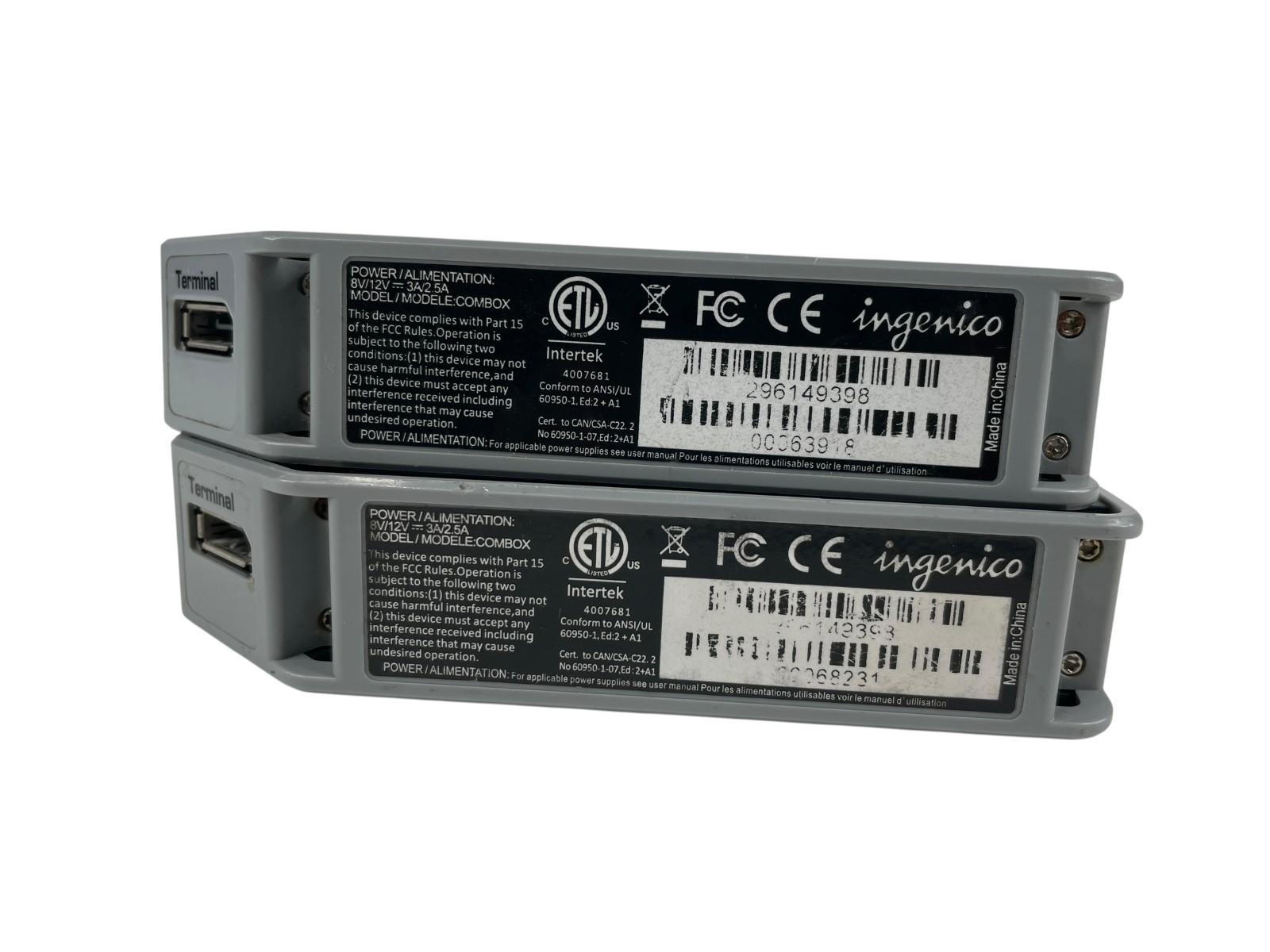 Lot of 2 Ingenico Com Box 296149398 (No AC Adapter) For Parts