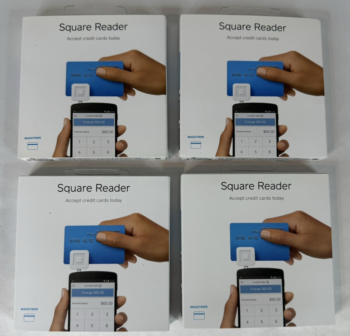Lot of 4 Square A-SKU-0047 White Mobile Credit Debit Card Reader