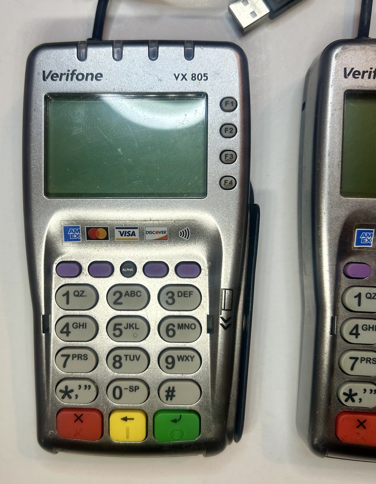 2 VeriFone VX805 PIN Pad with EMV Chip Reader Credit Card Machine Works – AS IS