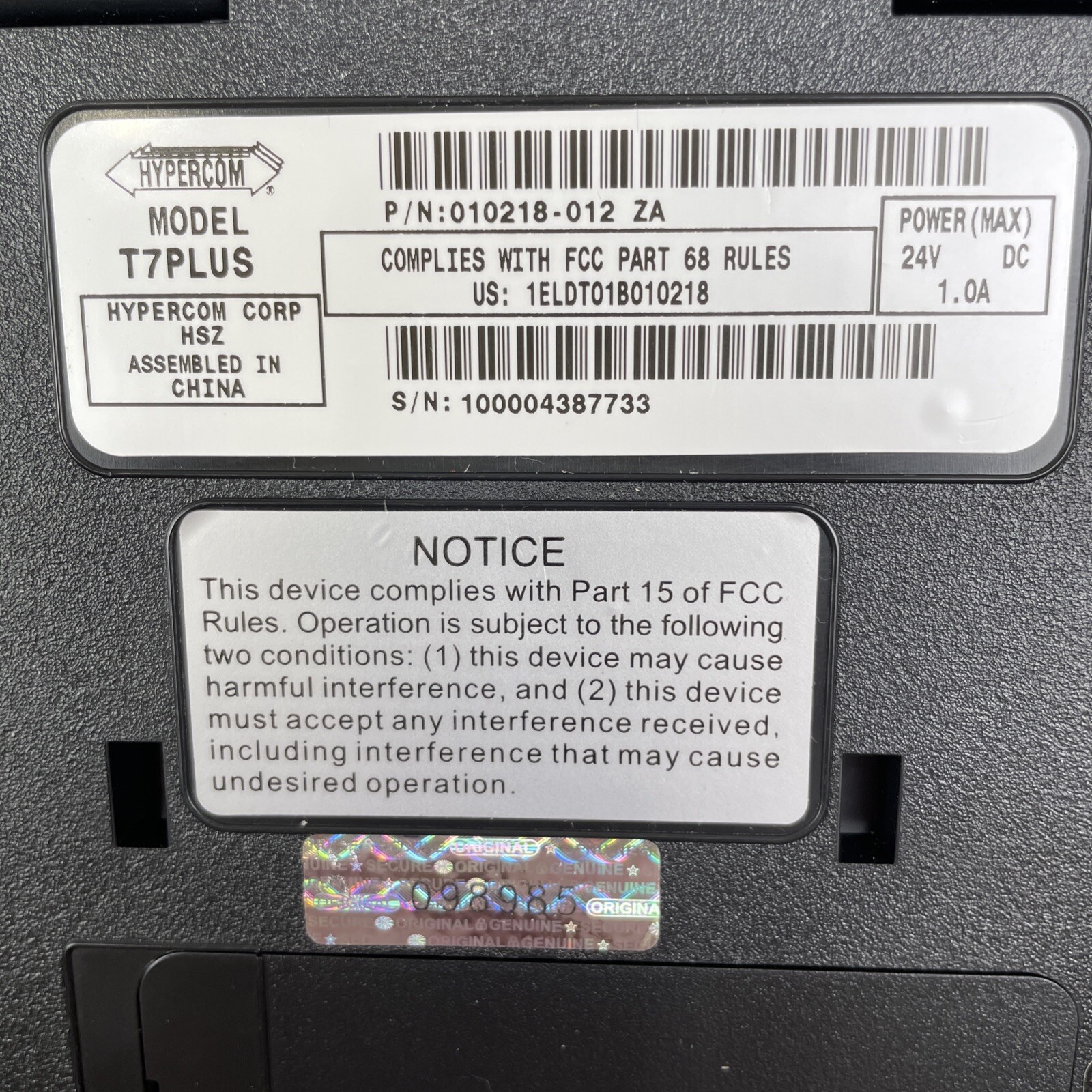 HYPERCOM T7 PLUS T7 PLUS Credit Card Terminal Reader Machine with Power Supply