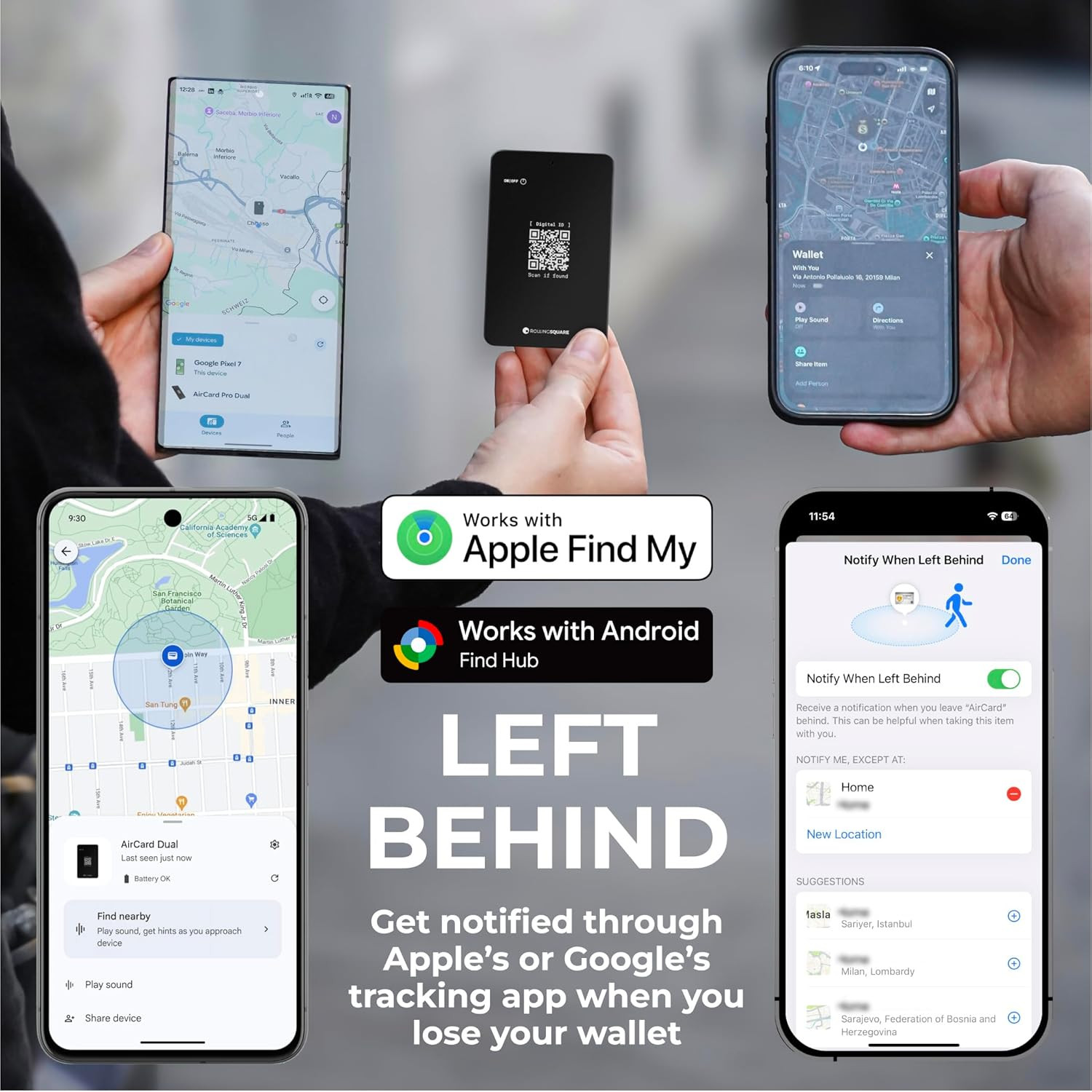 Aircard Dual – Bluetooth Wallet Tracker – Compatibile with Both Apple Ios Find M