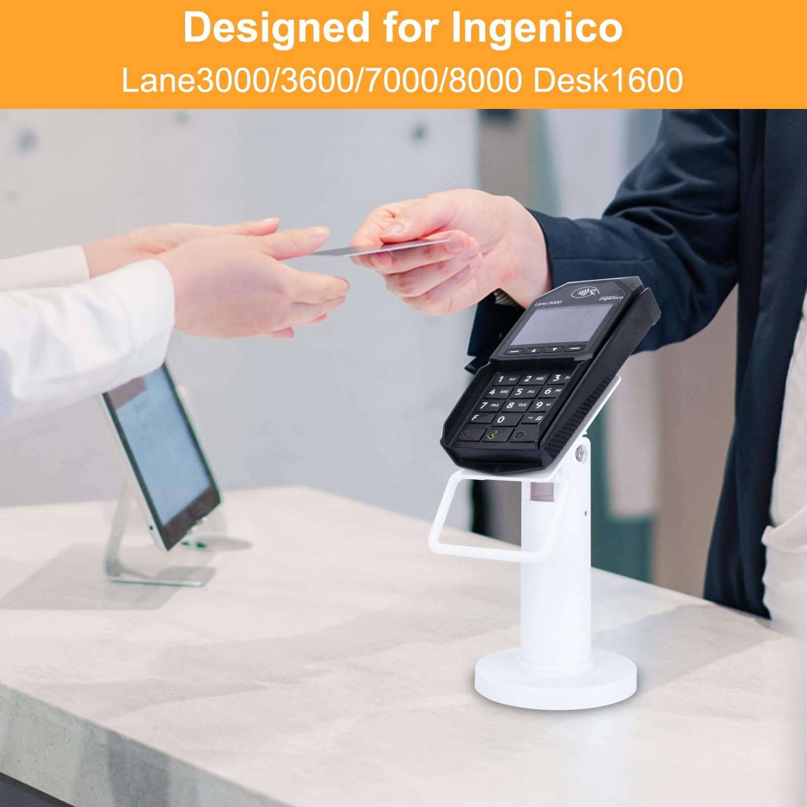 Credit Card Terminal Stand for Ingenico Lane/3000/3600/7000/8000, Metal Square P