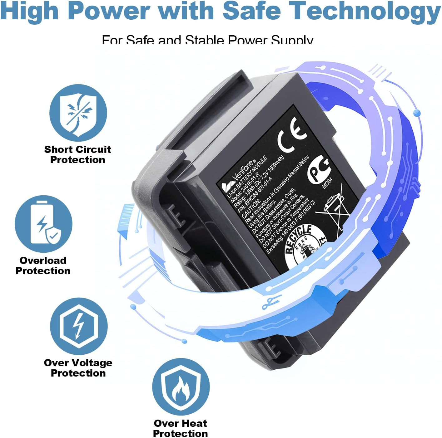 OEM for Verifone Digital Credit Card Reader Battery Compatible with Verifone VX