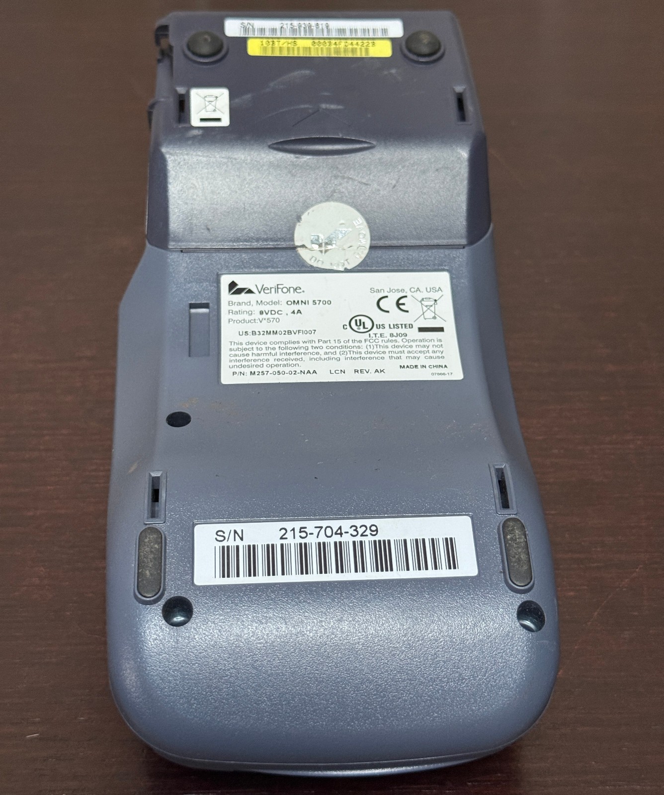 VeriFone OMNI 5750 V 570 Credit Card Terminal M257-566-04-NAA W Chip Reader