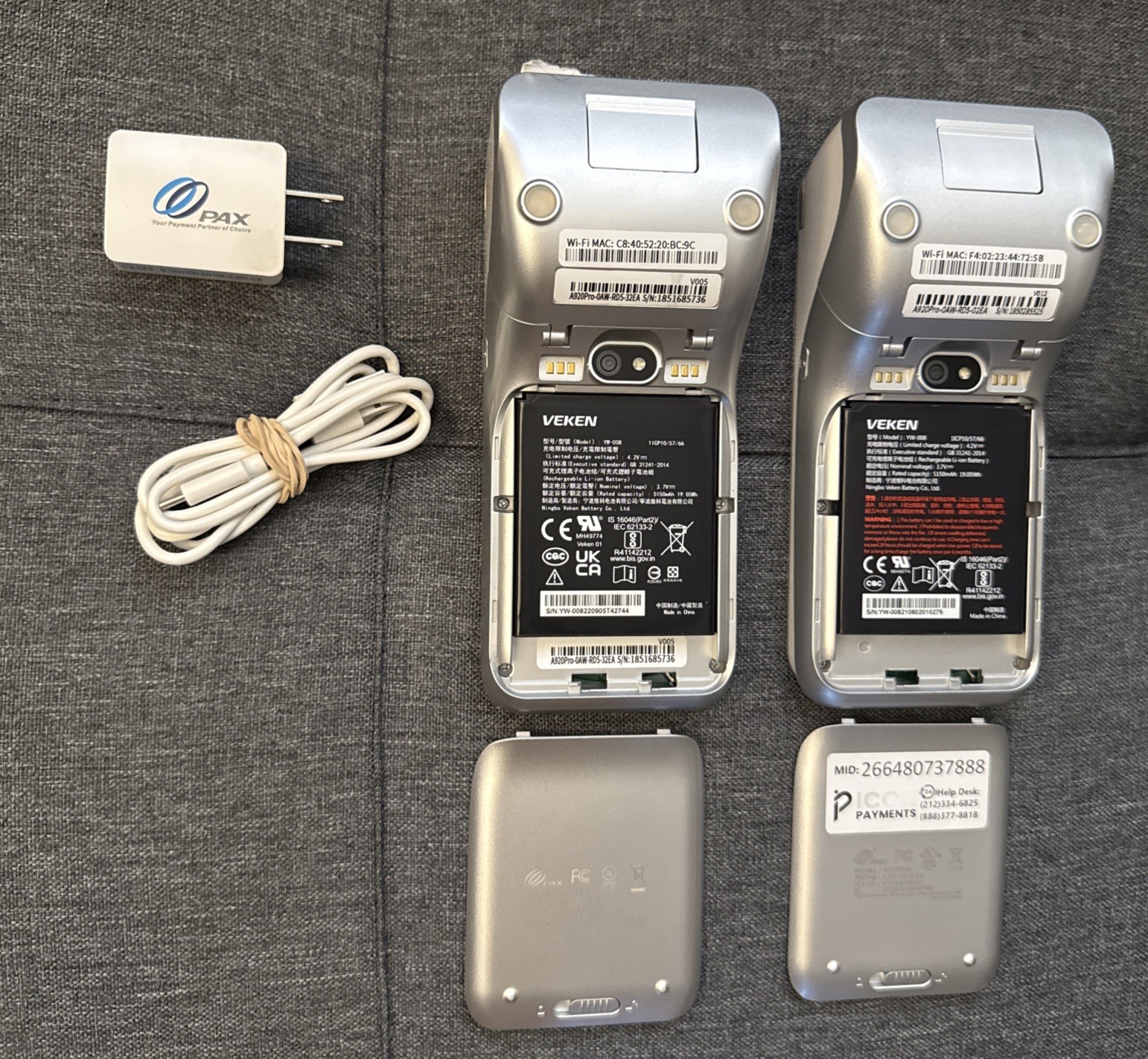 Lot Of 2 PAX A920 PRO Mobile Credit Card Reader Terminal Factory Reset Working