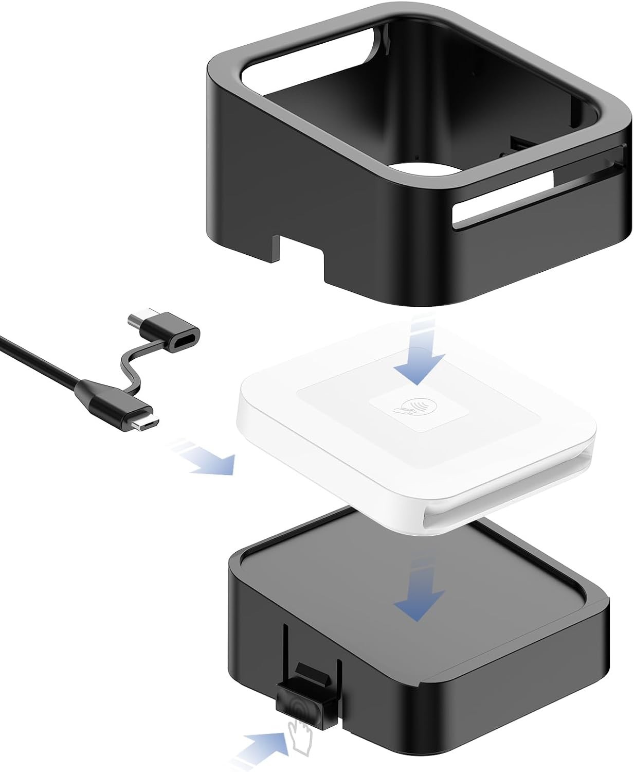 Portable Dock with Anti-Sleep Feature for Square Reader – Black, USB C Included