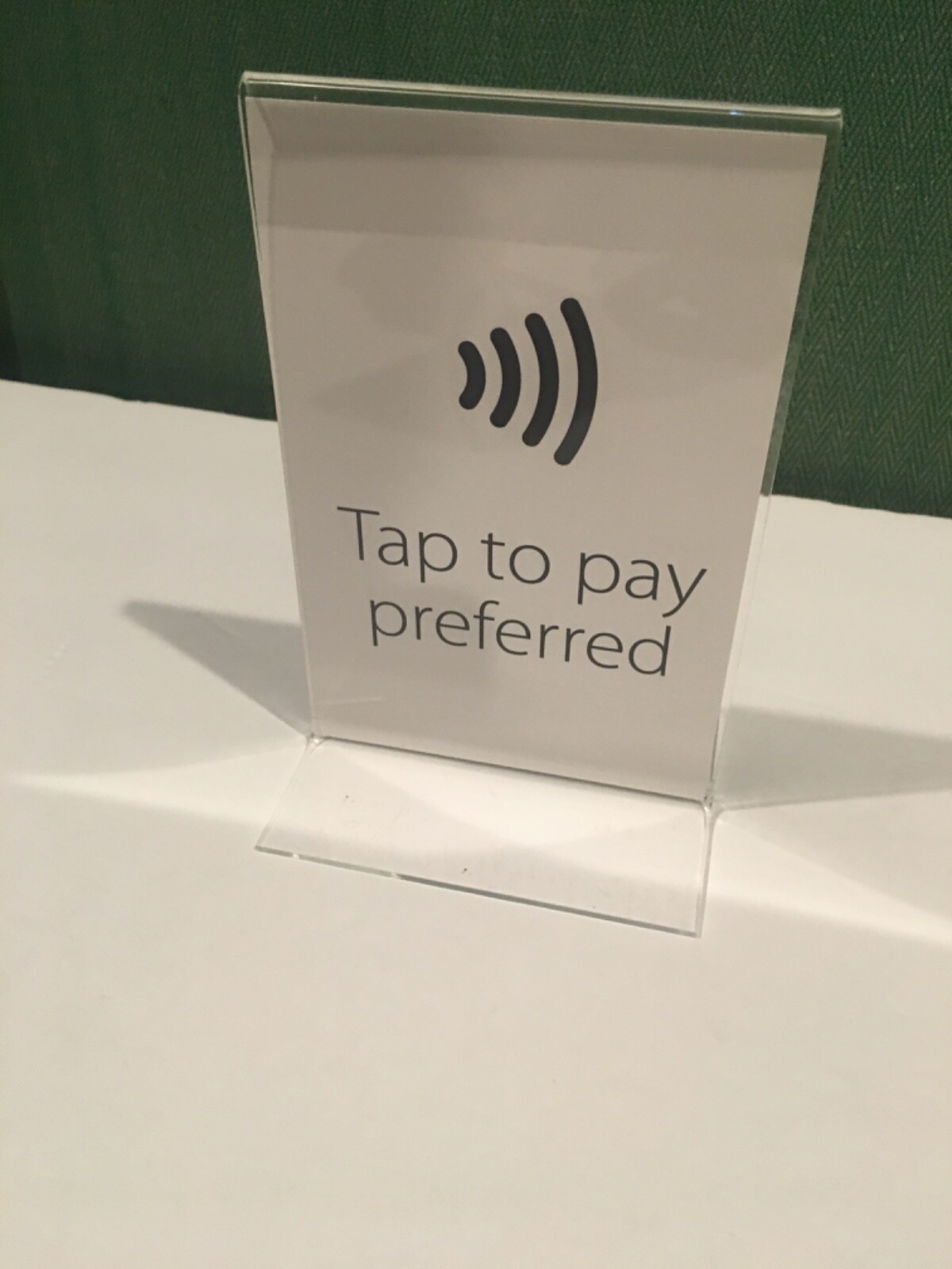 Credit card tap to pay table sign