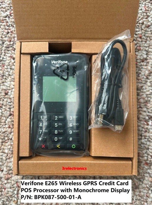 VERIFONE E265 POS P/N: M087-361-00-WWA GPRS Credit Card Processor MONOCHROME