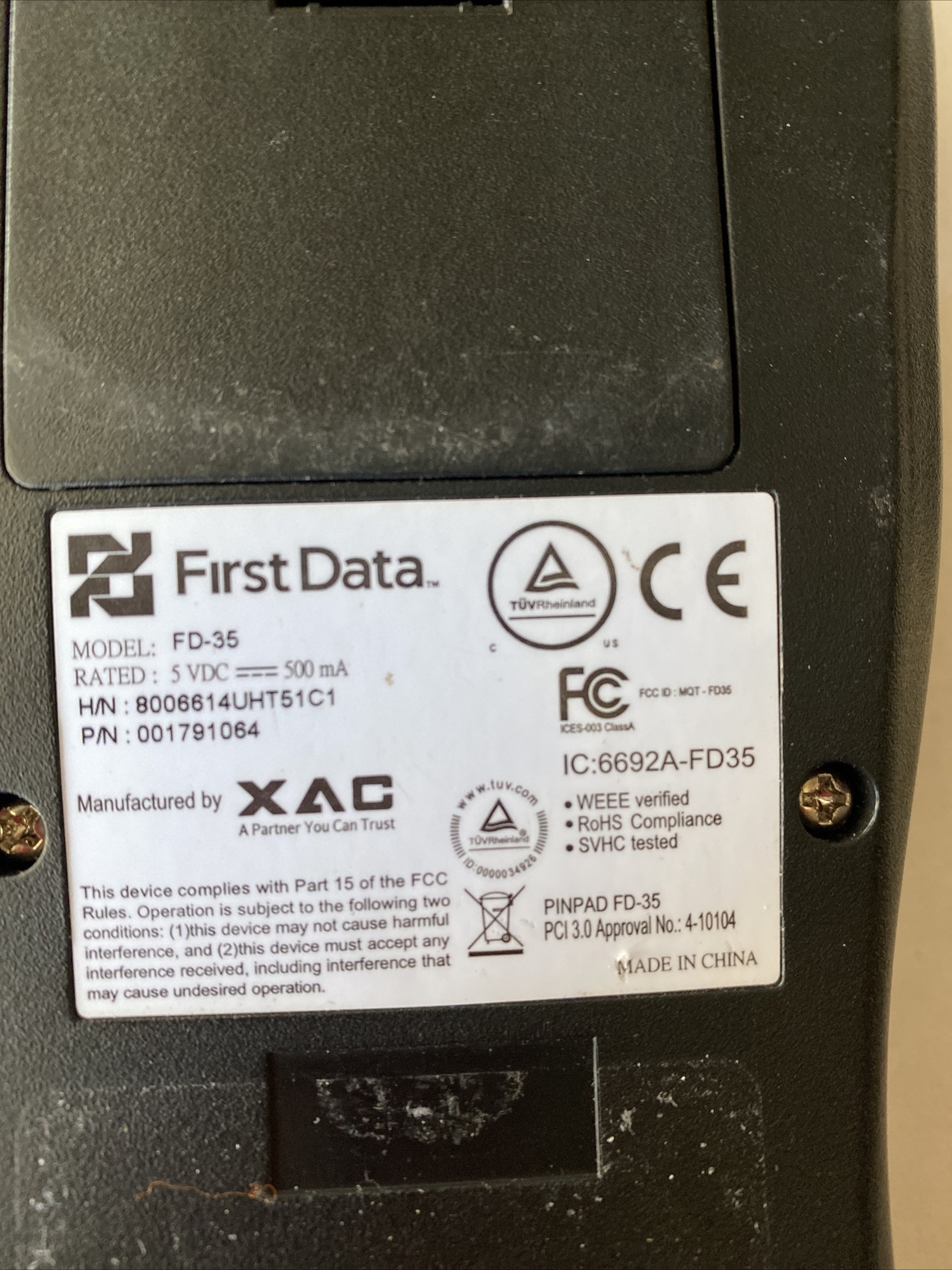 First Data FD35 PIN Pad