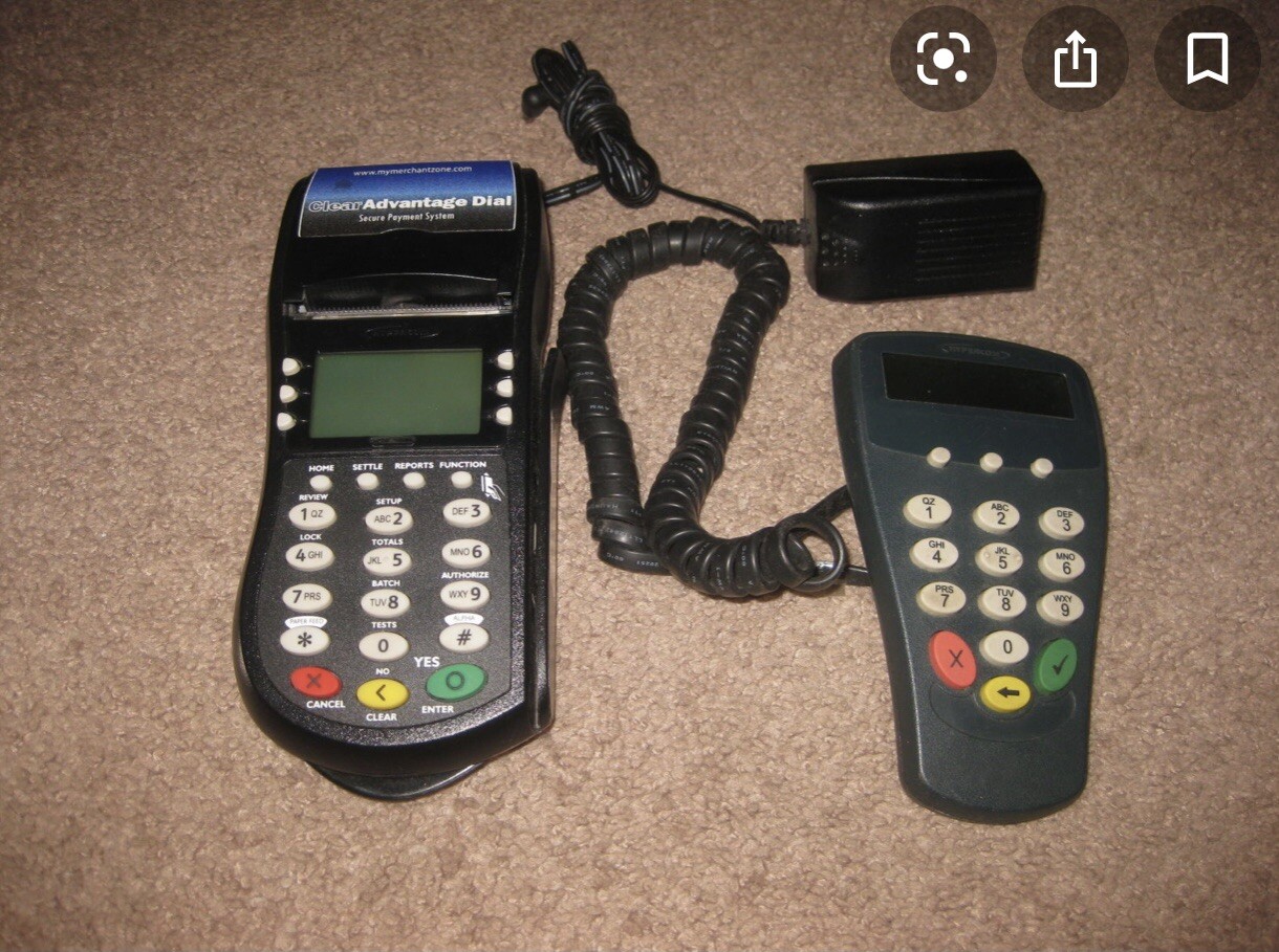 Equinox T4205 Credit Card Terminal w/ Pin Pad P1300 & AC Adapter. (C1)