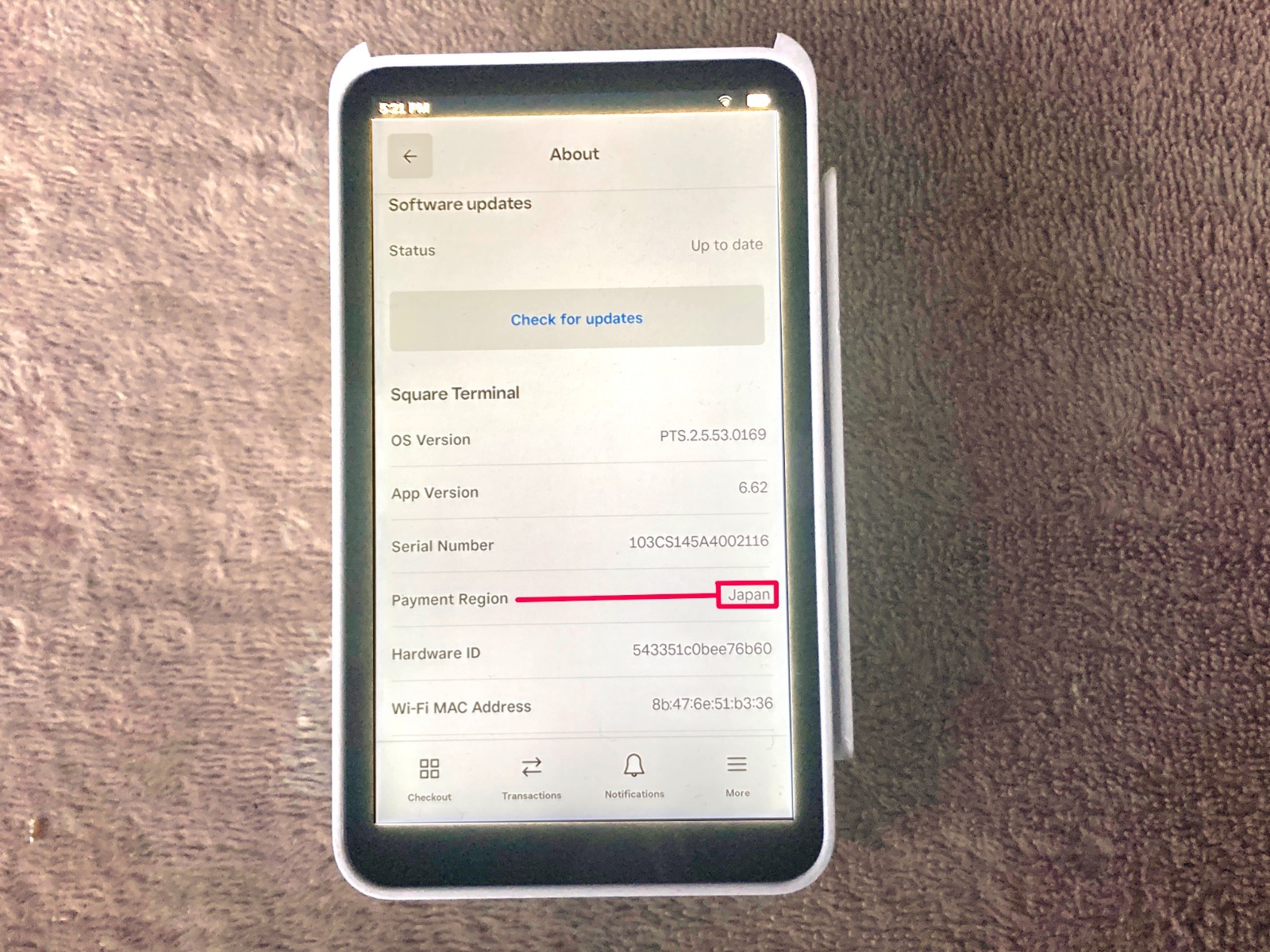 Square Terminal Card Payment White SPD1-01. Payment Region Japan. Only.