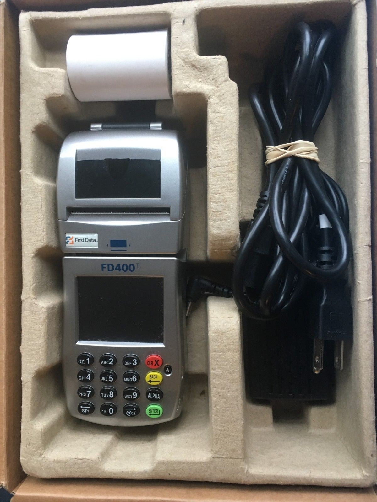 First Data FD 400 TI in Origial Box with Power Supplies & Paper Rolls NICE PRICE