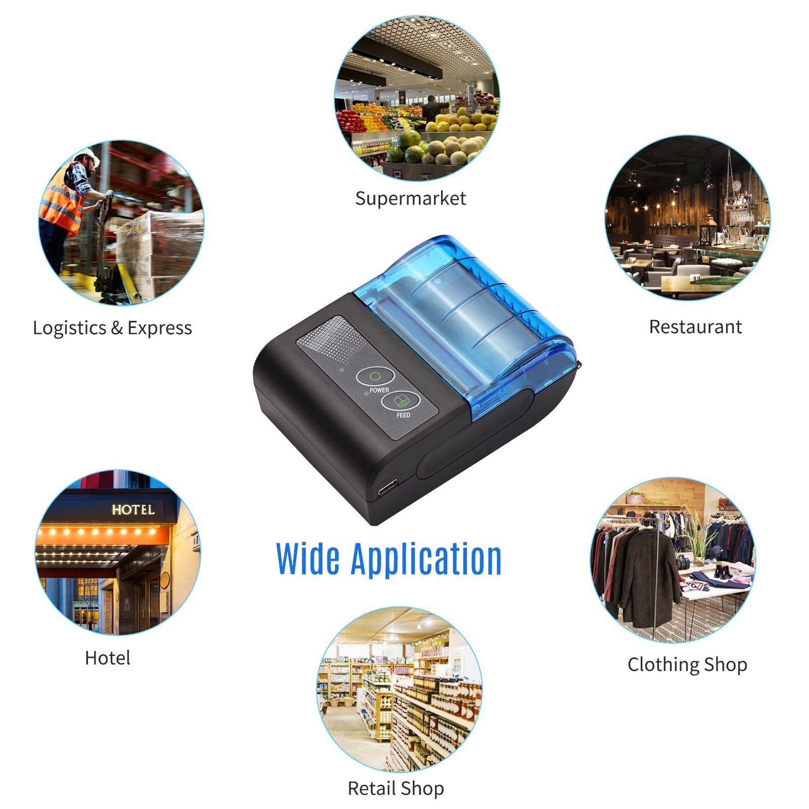 Portable Mini Thermal Printer,Thermal Receipt Printer 2 inch Wireless USB Rec…