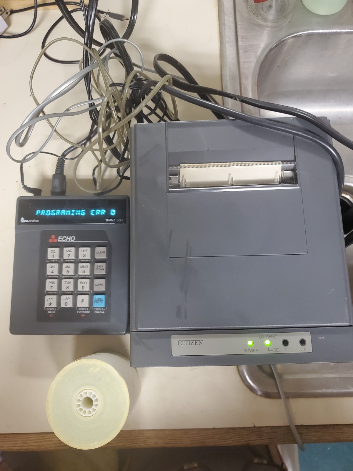 Verifone tranz 330 credit card reader terminal and Citizen receipt printer