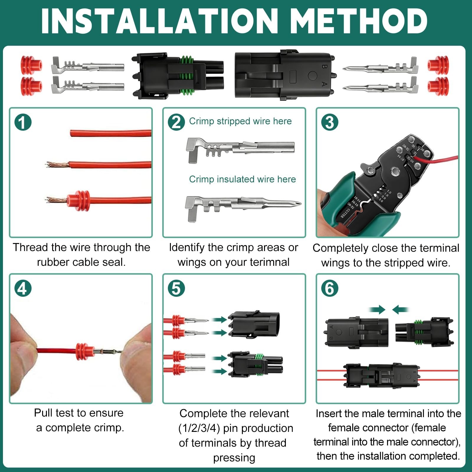 308PCS 19 Sets Weather Pack Connectors Kit, 1 2 3 4 6Pin Automotive Electrica…