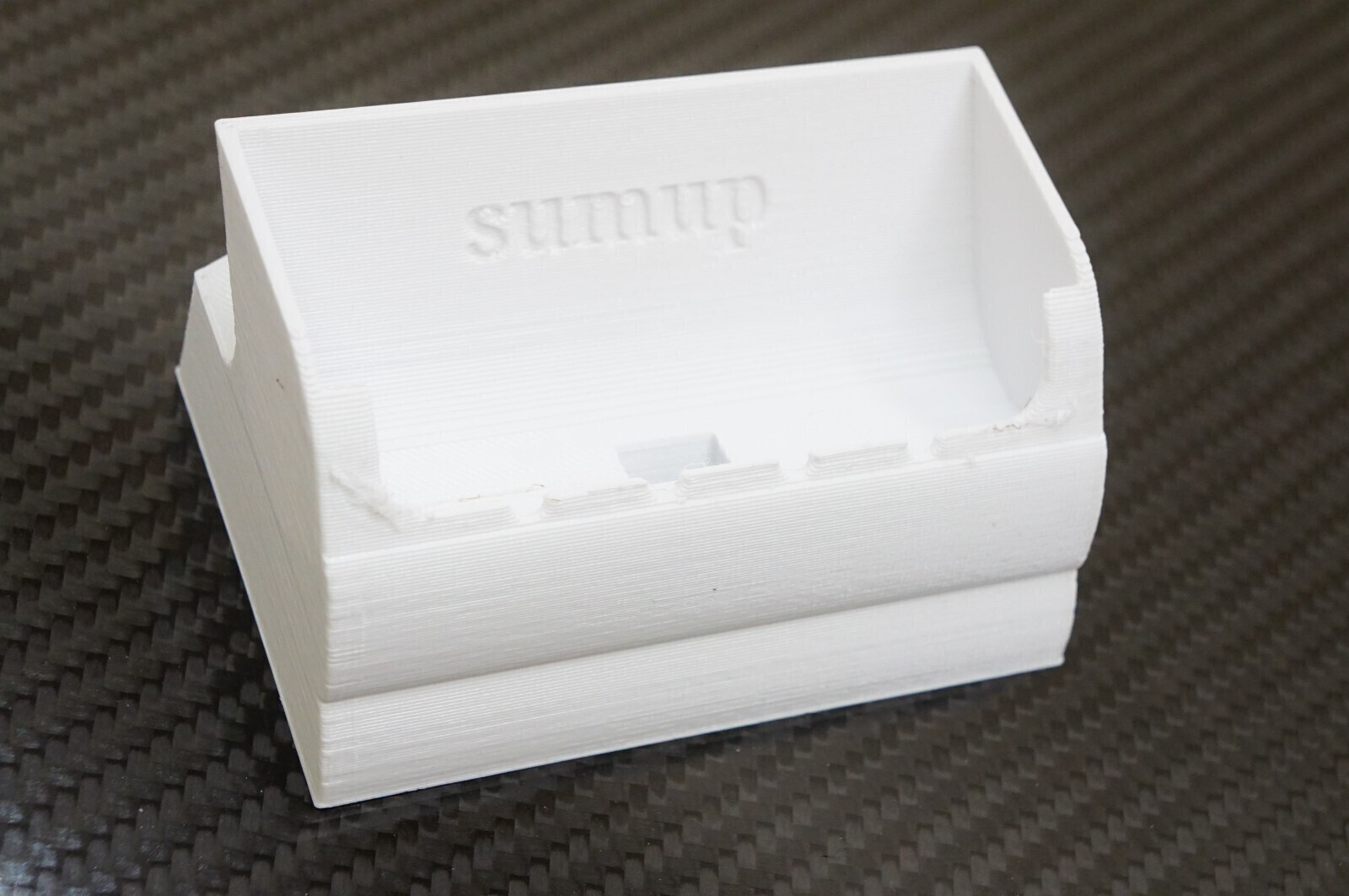 Angled Stand for SumUp Air card reader/terminal w/ charge cable cutout *White*