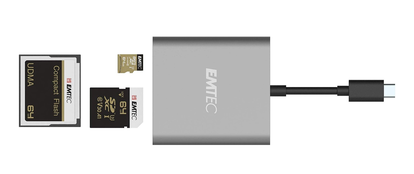 EMTEC ECCAREADT610C Type-C 3-in-1 Card Reader