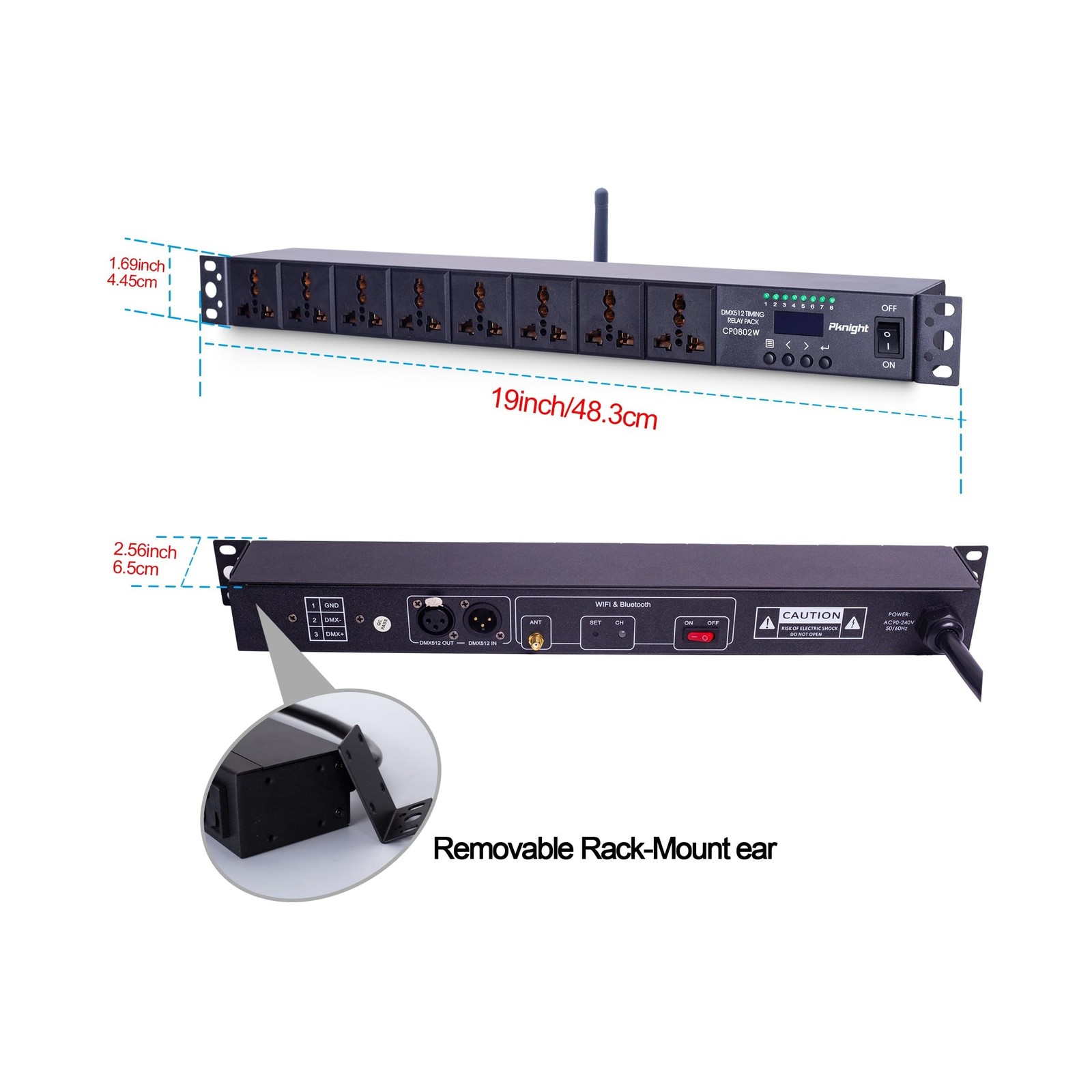 Pknight Pknight 2.4G Wireless WiFi & RS485 8-Outlet Smart PDU DMX Relay –